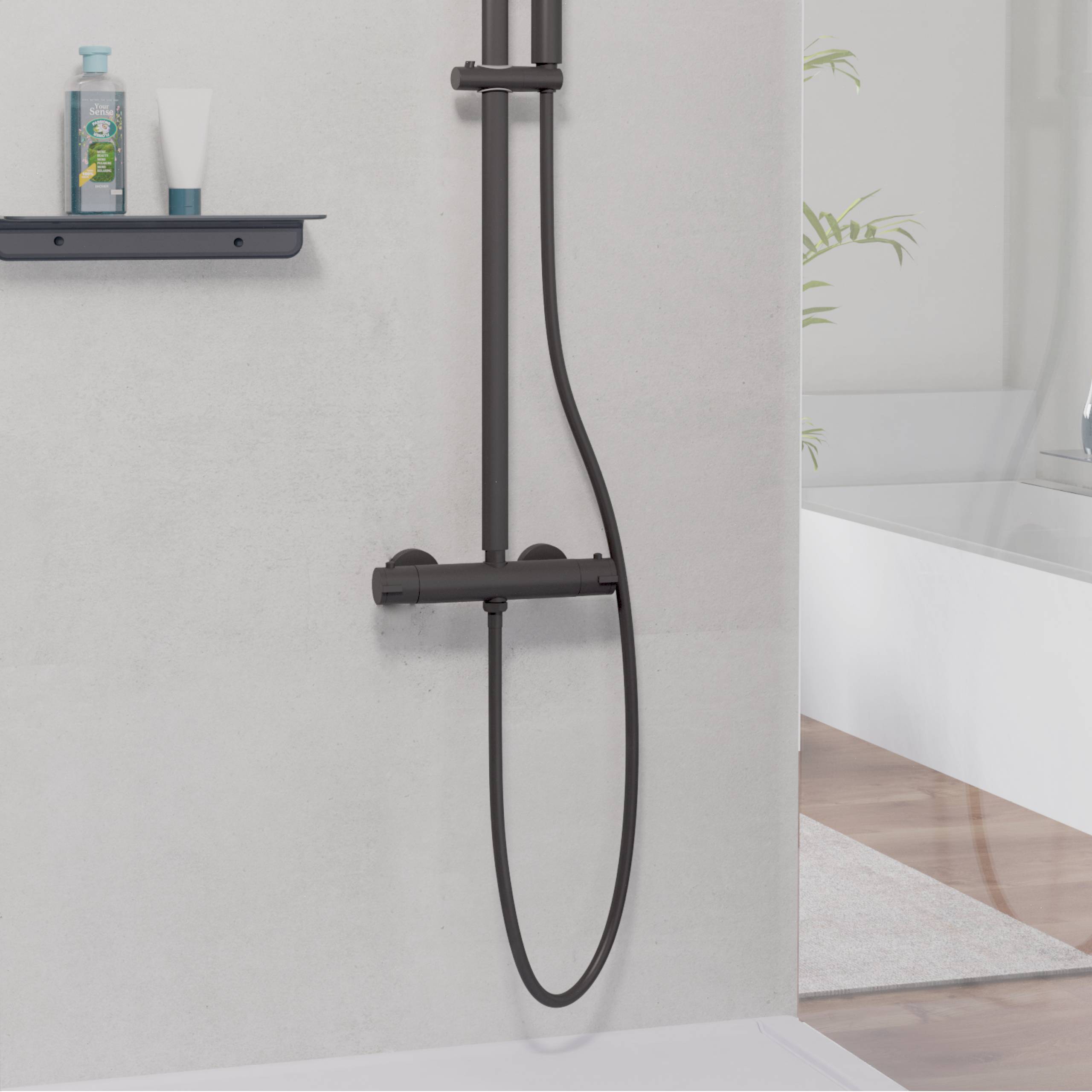 Brauseschlauch 150 cm, Kunststoff, Schwarz