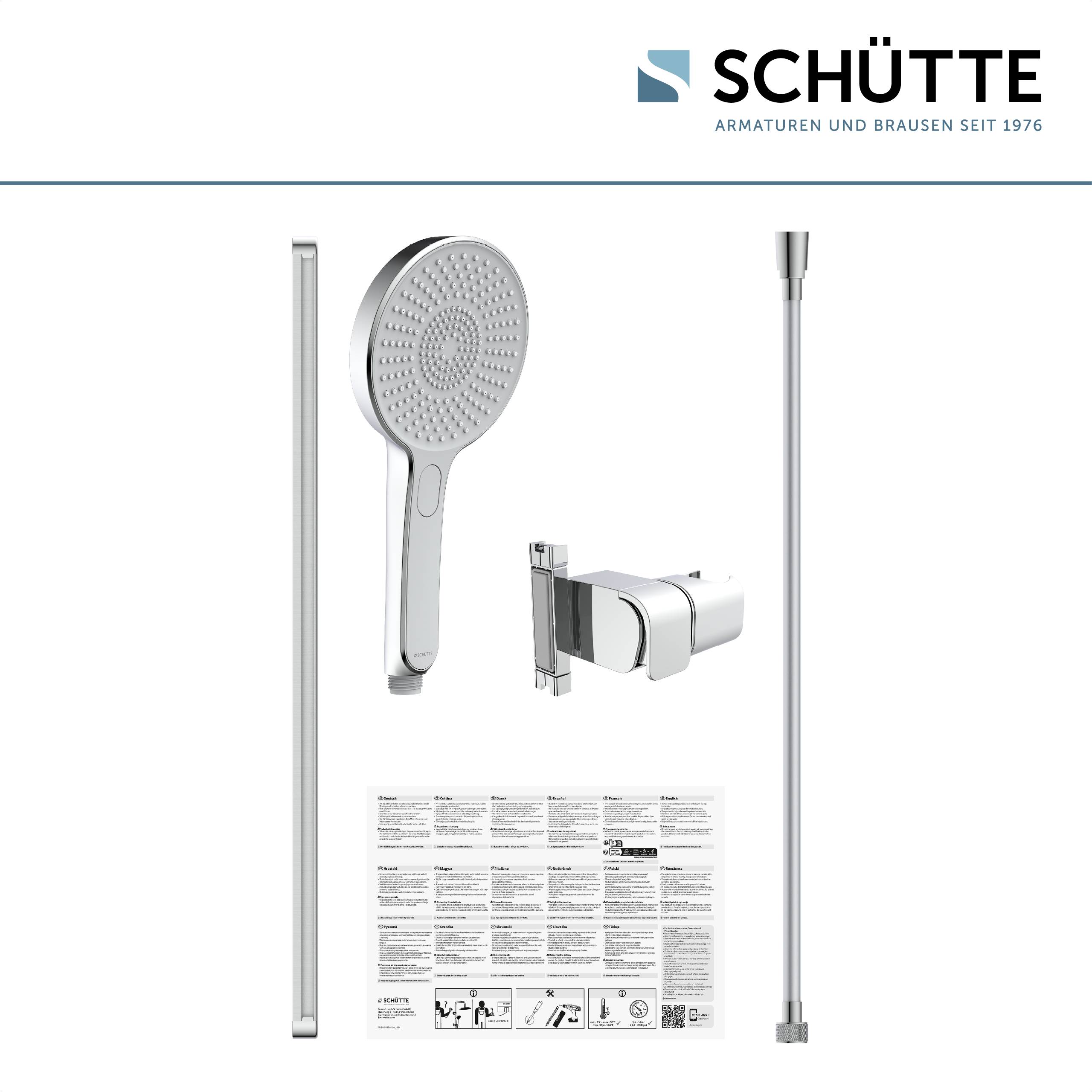 KARIBIK Stangenbrause-Set, Chrom/Hellgrau, oval