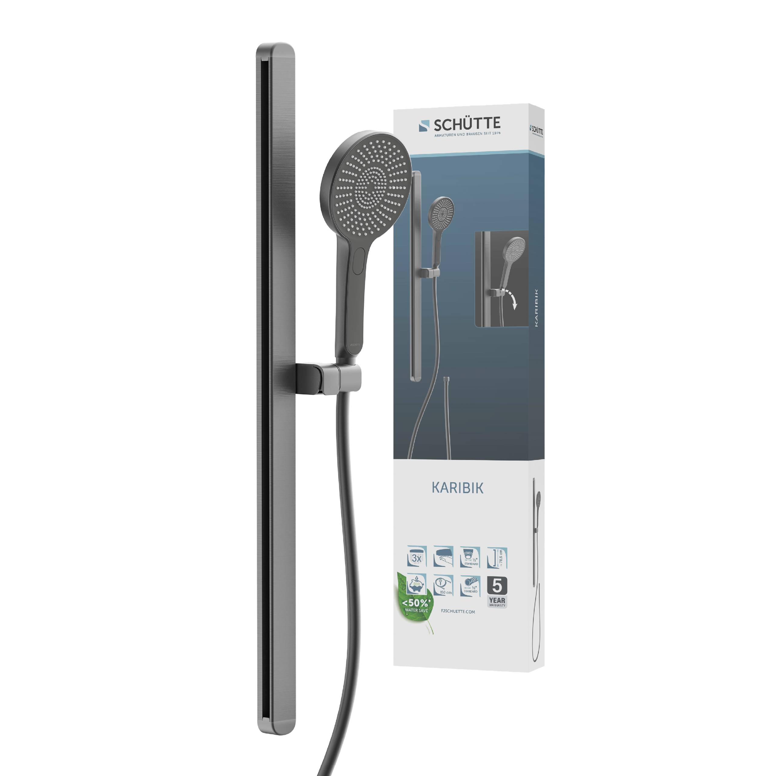 KARIBIK Stangenbrause-Set, Graphit matt, oval