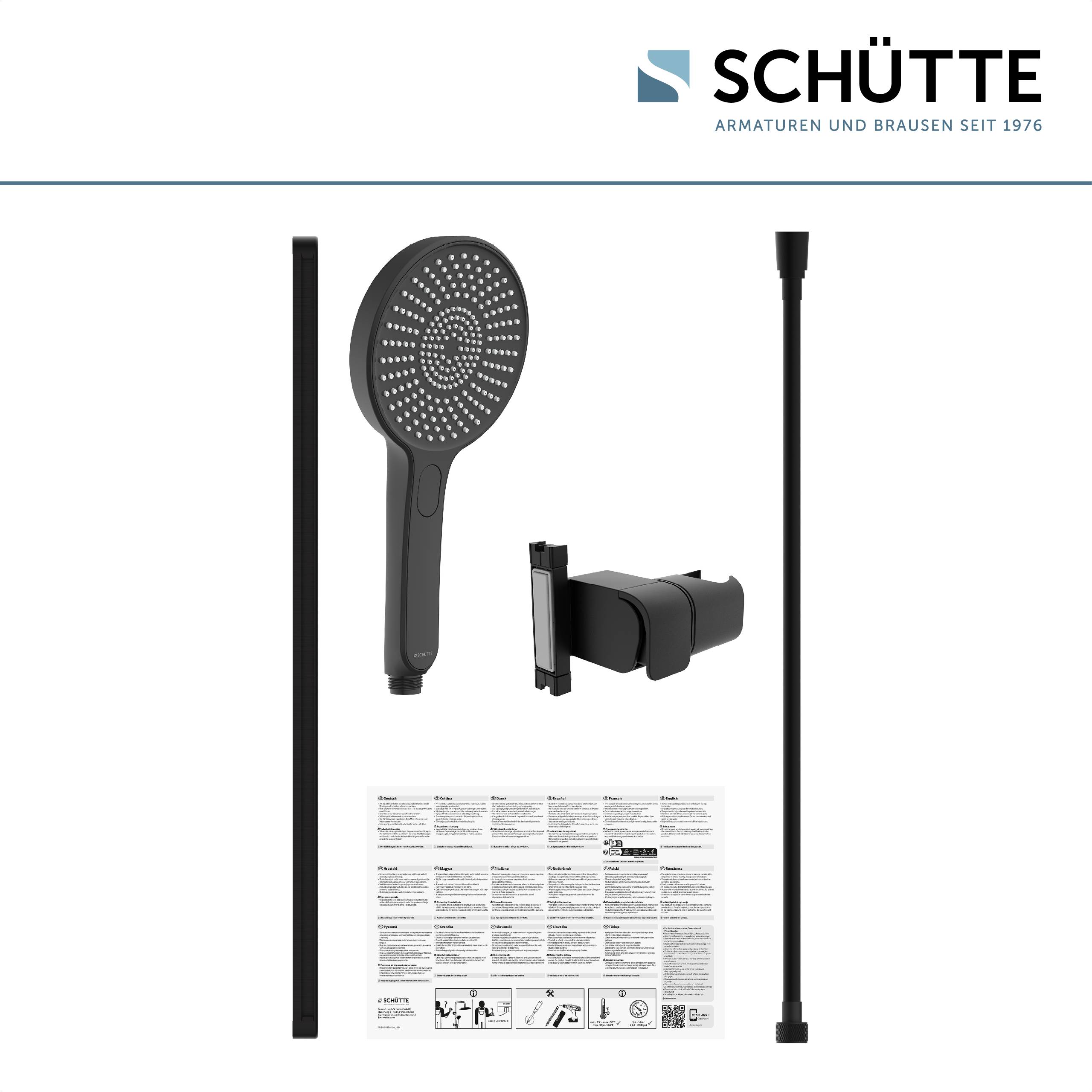 KARIBIK Stangenbrause-Set, Schwarz matt, oval