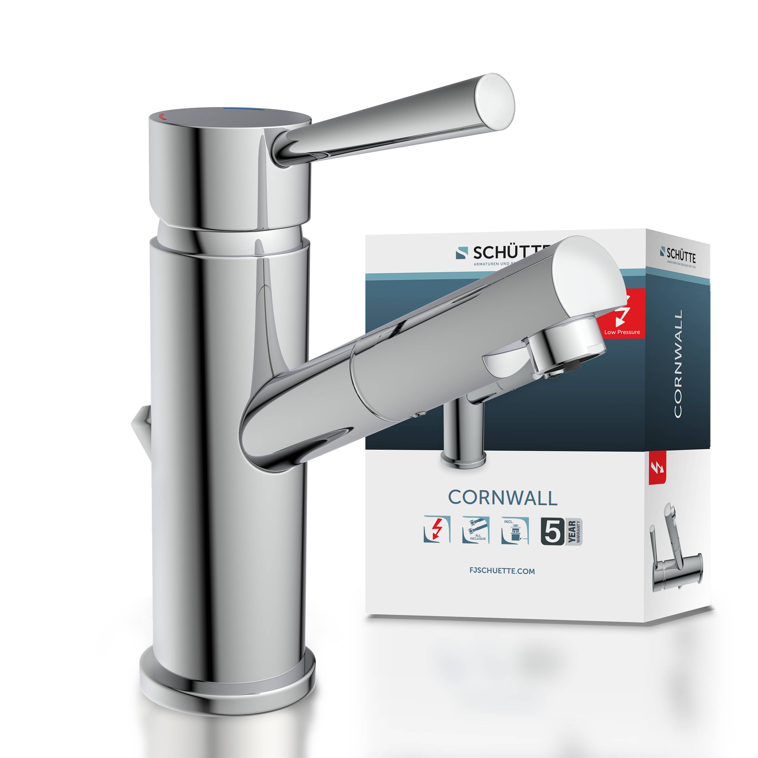 CORNWALL Waschtischarmatur Niederdruck, Chrom