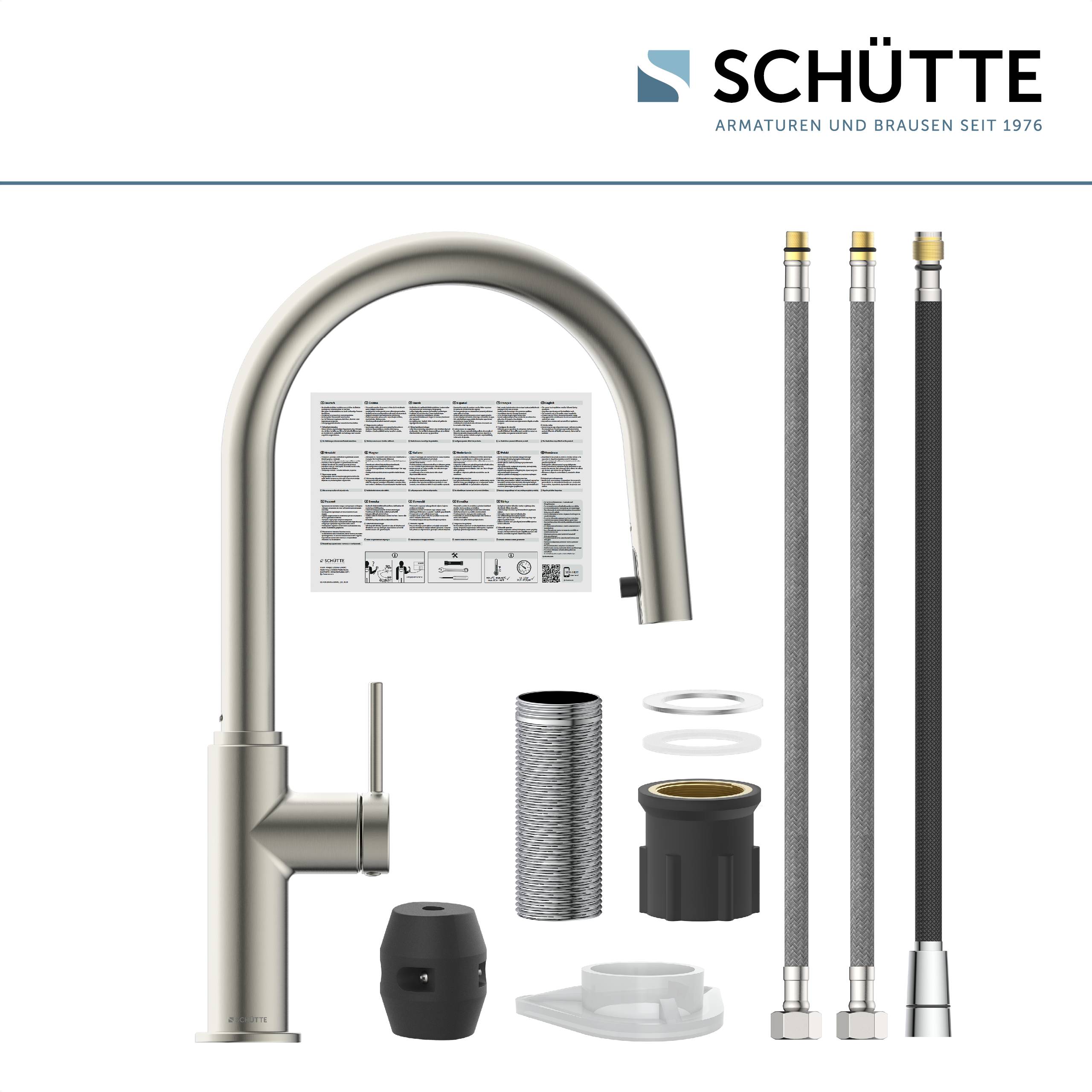 BLACKPOOL Spültischarmatur, Edelstahloptik, mit herausziehbarem Auslauf