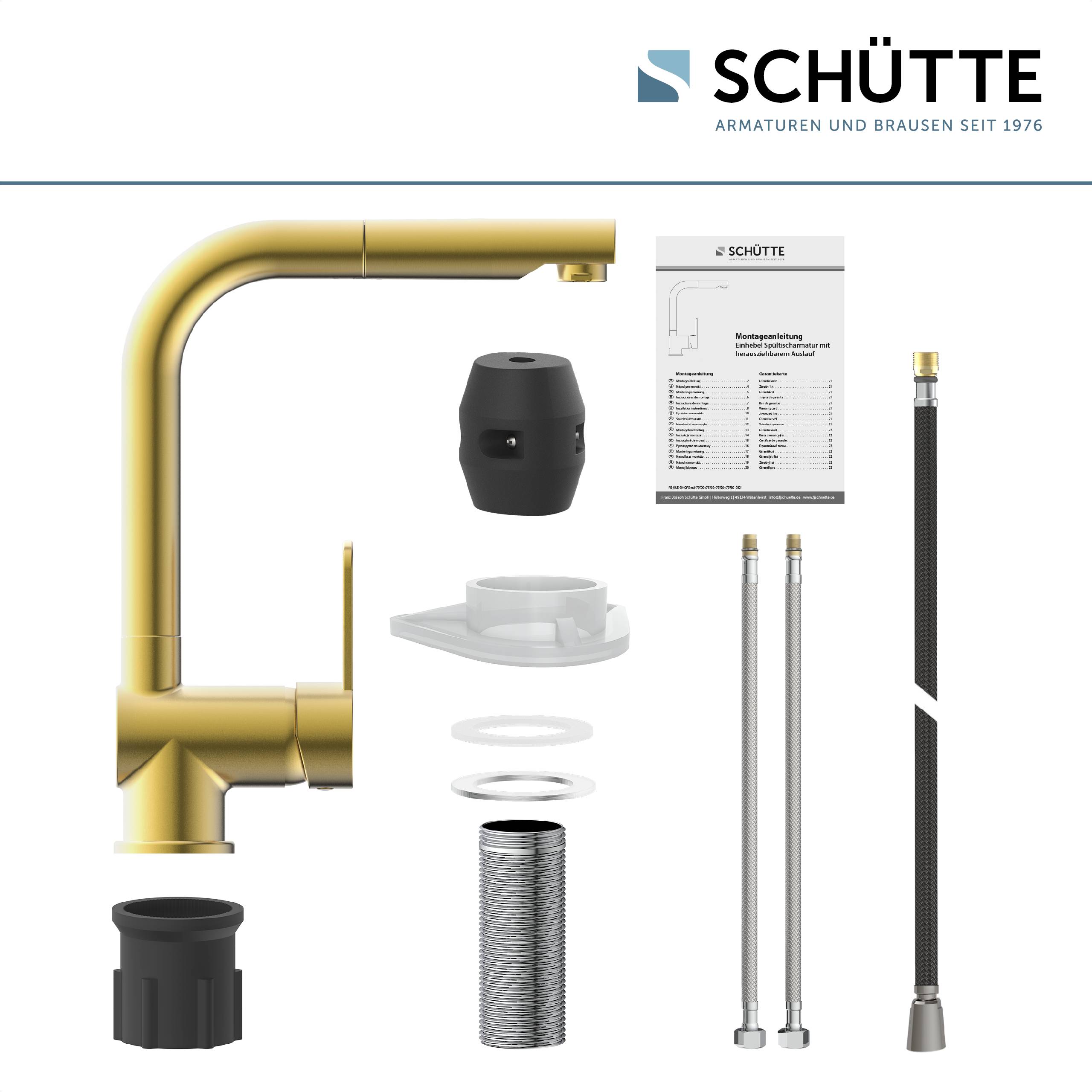 LONDON Spültischarmatur, Gold matt, mit herausziehbarem Auslauf