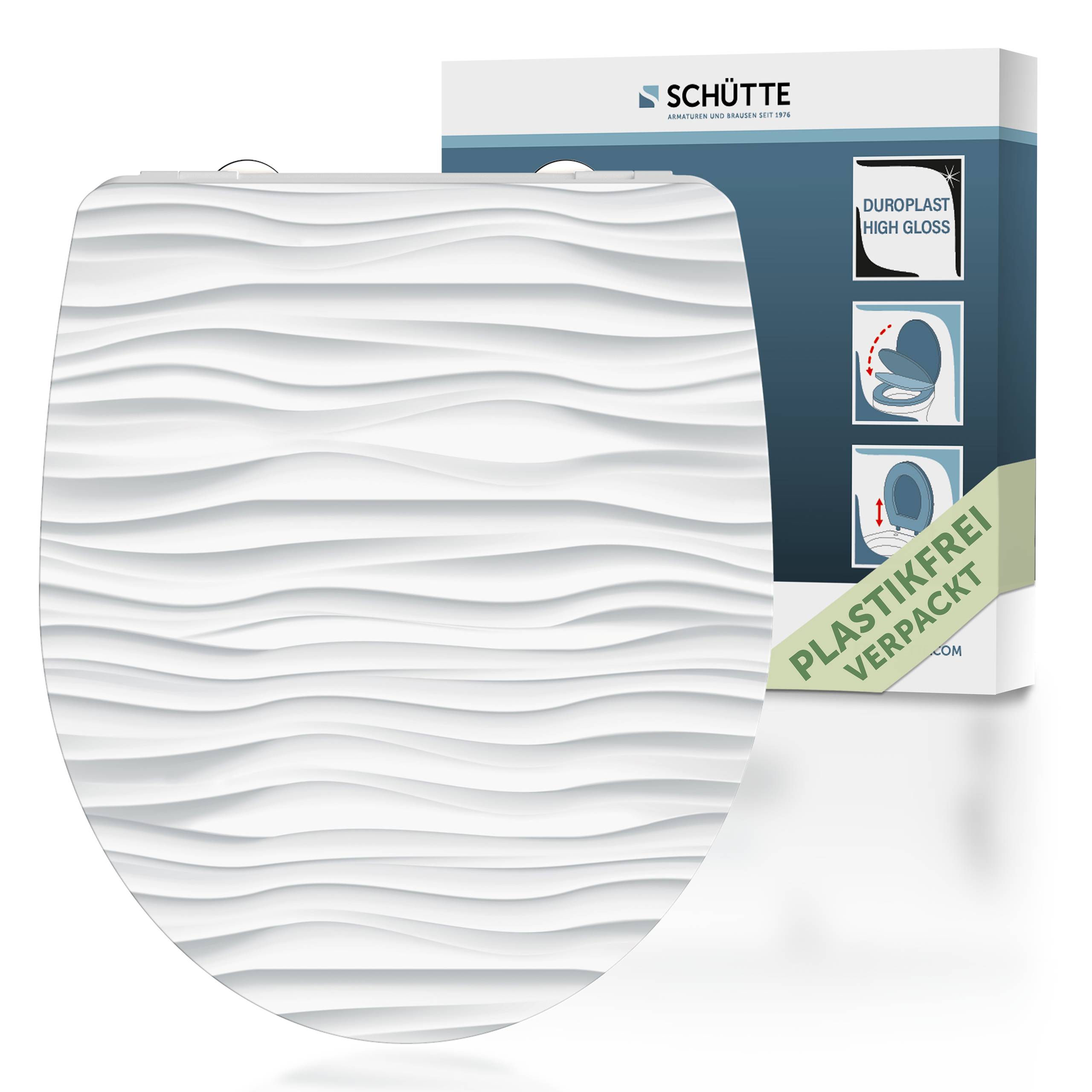 Duroplast HG WC-Sitz WHITE WAVE, mit Absenkautomatik und Schnellverschluss