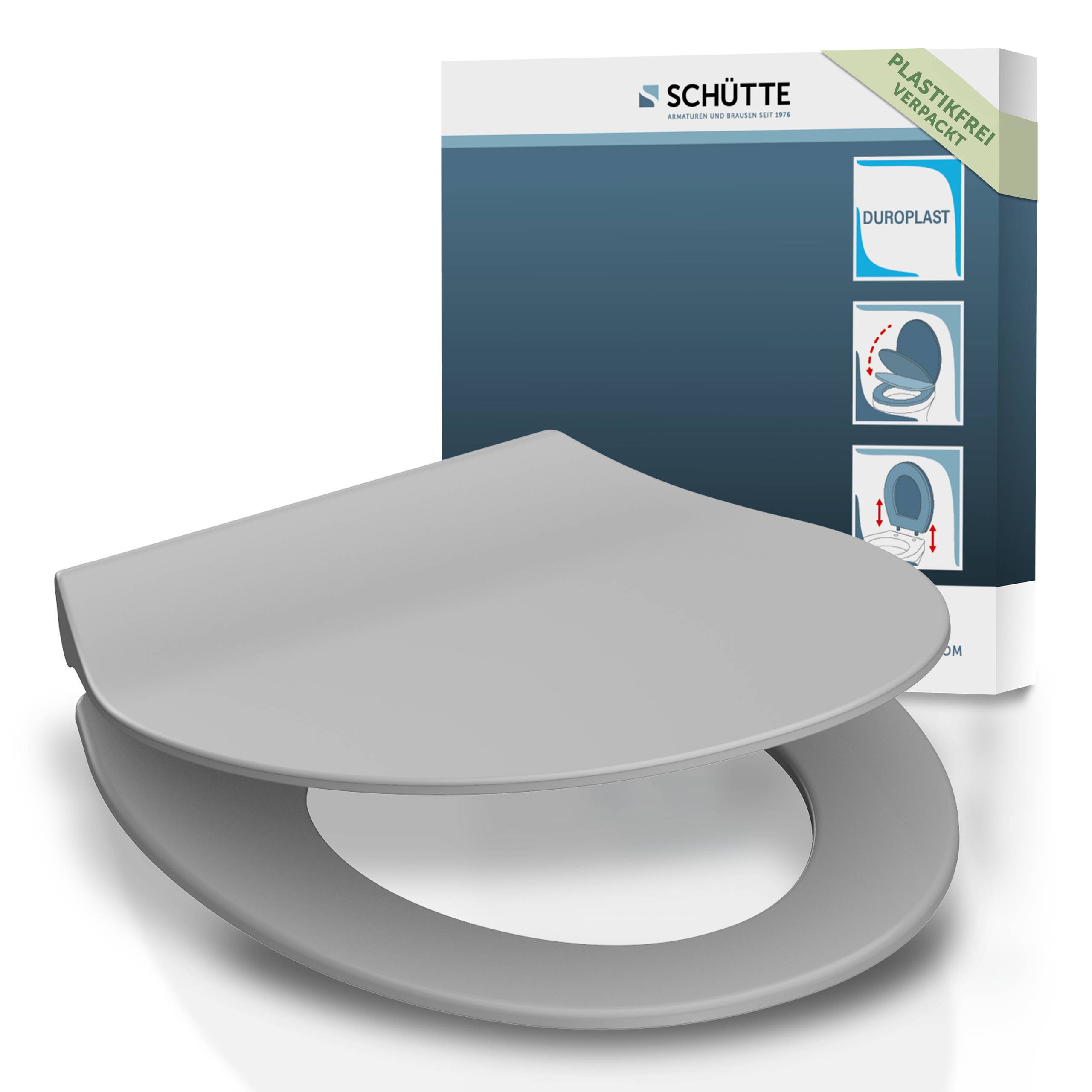 Duroplast WC-Sitz SLIM GREY, mit Absenkautomatik und Schnellverschluss