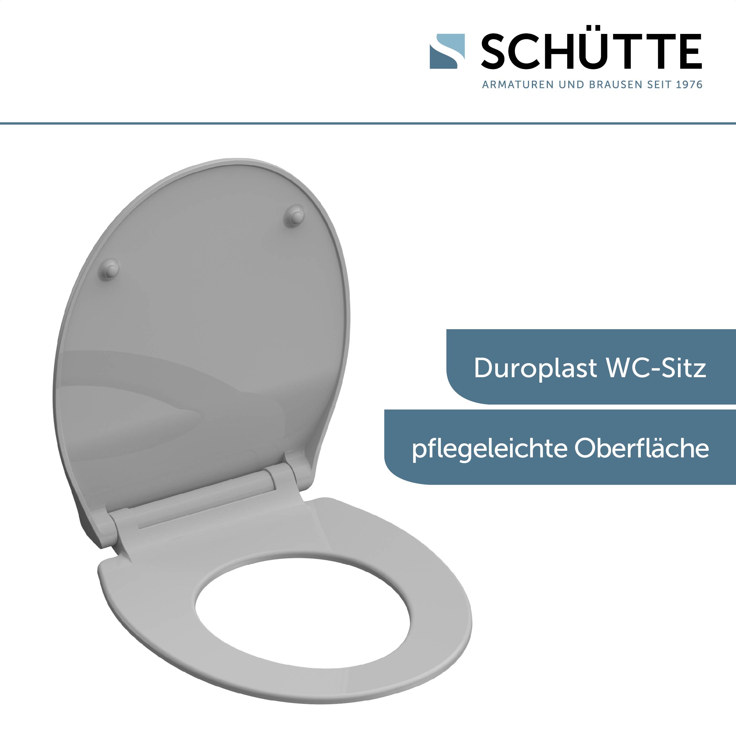 Duroplast WC-Sitz SLIM GREY, mit Absenkautomatik und Schnellverschluss