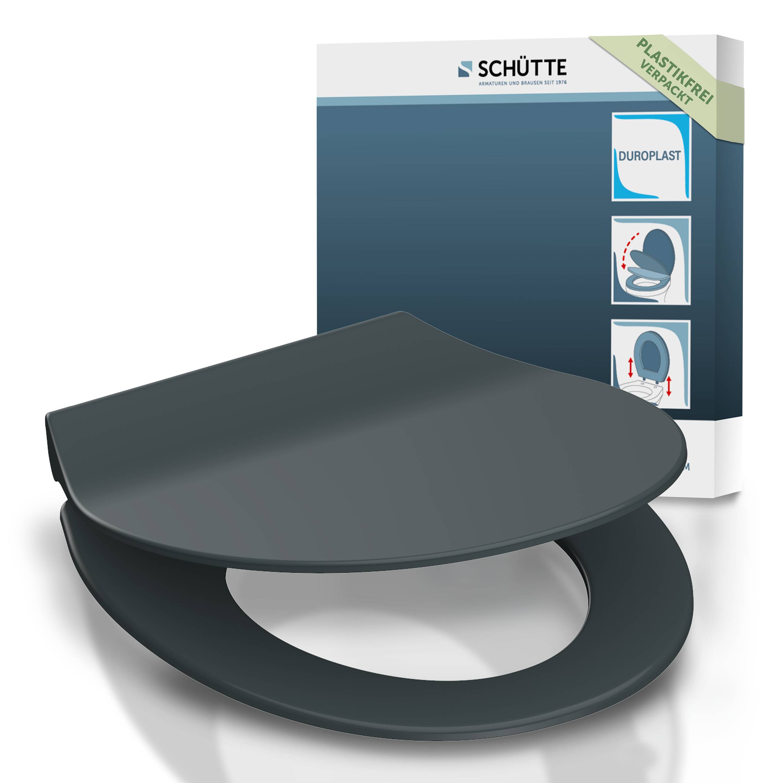 Duroplast WC-Sitz SLIM ANTHRAZIT, mit Absenkautomatik und Schnellverschluss