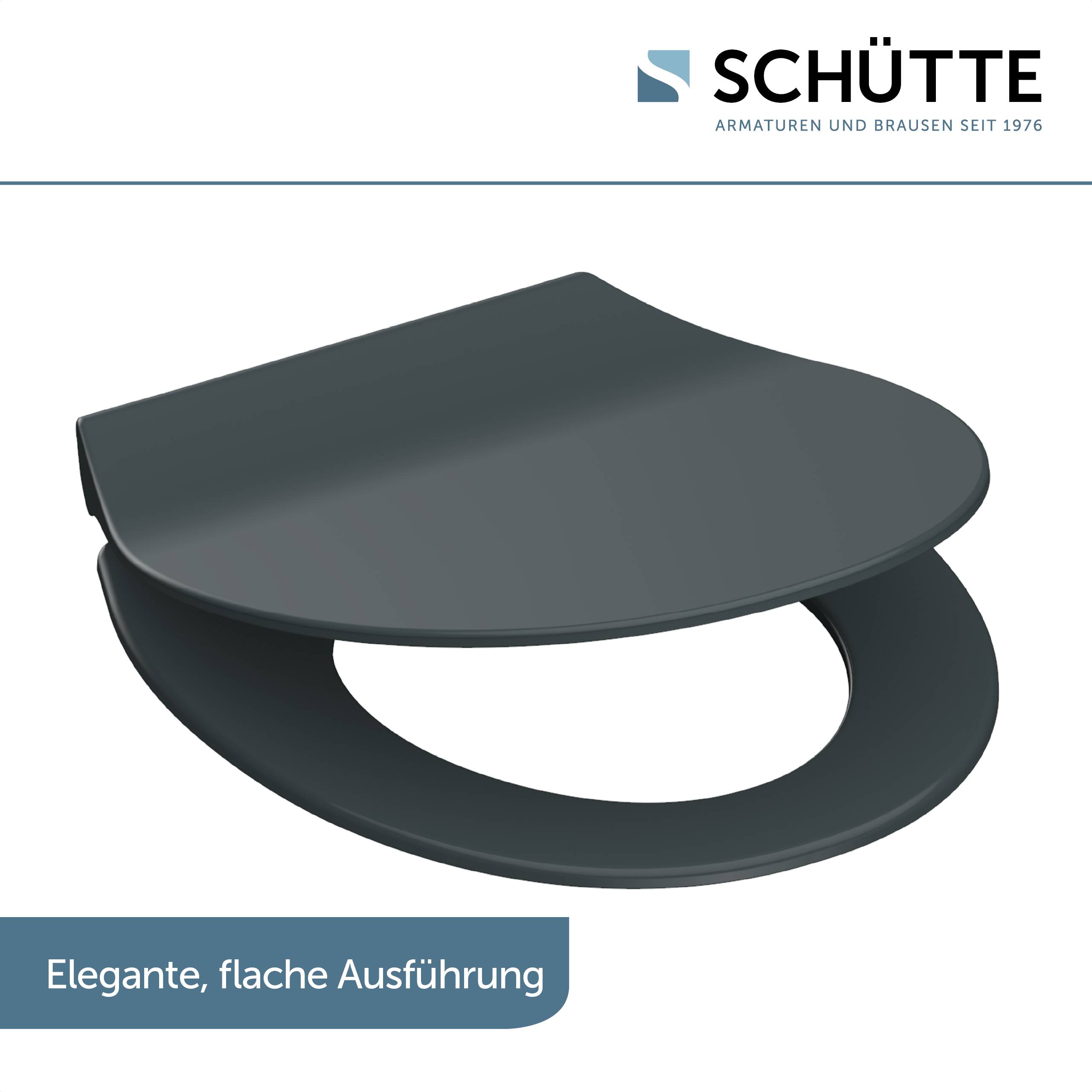 Duroplast WC-Sitz SLIM ANTHRAZIT, mit Absenkautomatik und Schnellverschluss