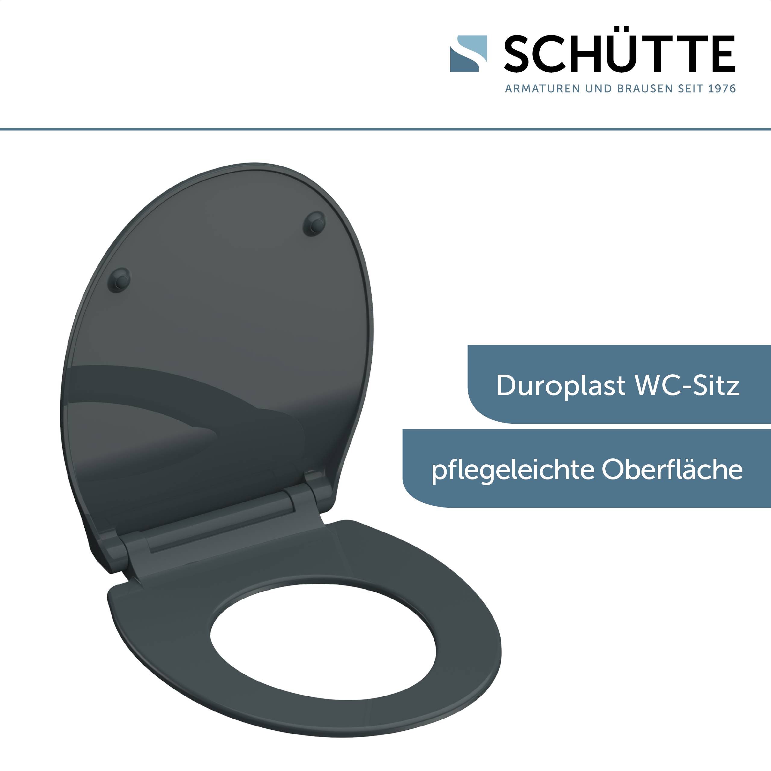 Duroplast WC-Sitz SLIM ANTHRAZIT, mit Absenkautomatik und Schnellverschluss