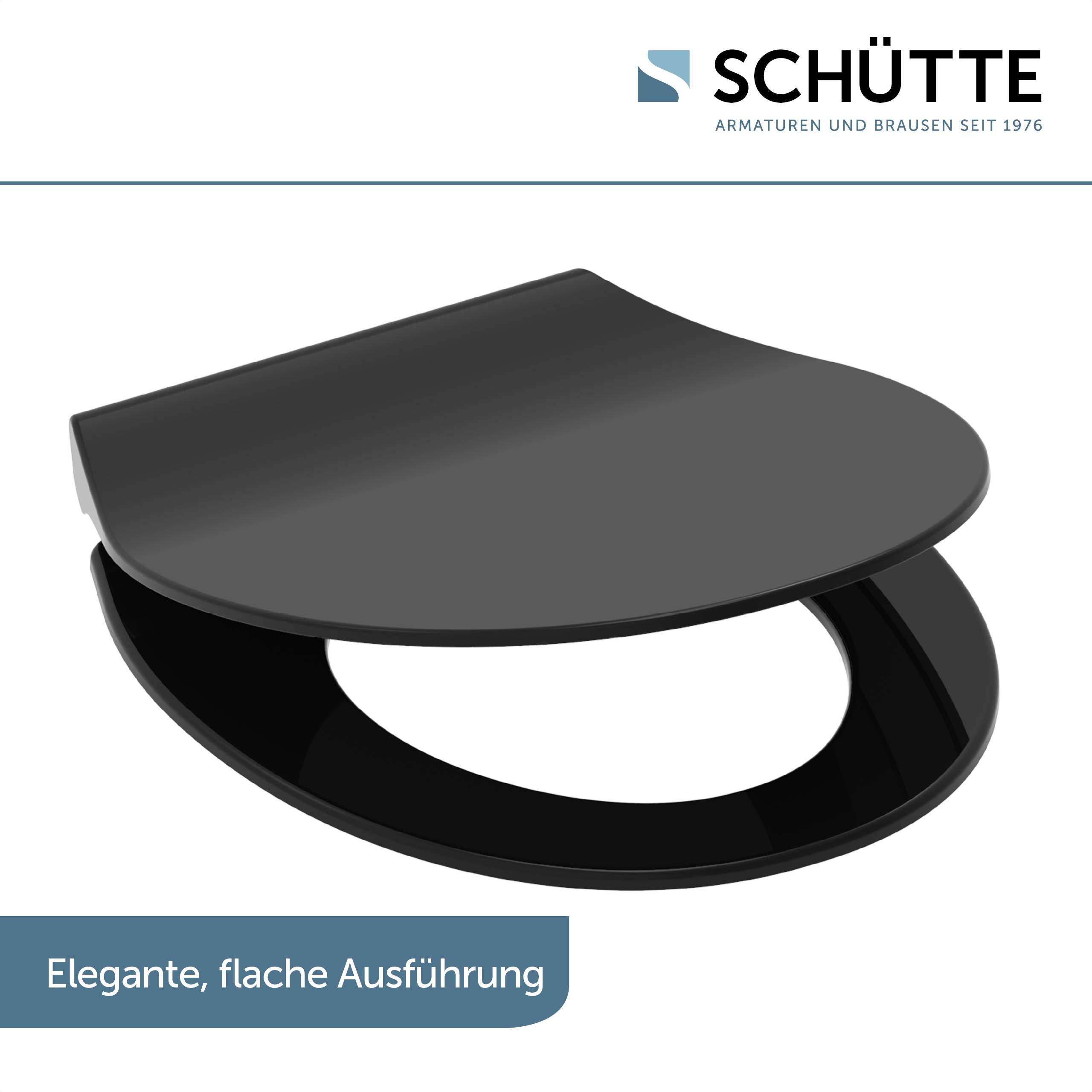 Duroplast WC-Sitz SLIM BLACK, mit Absenkautomatik und Schnellverschluss