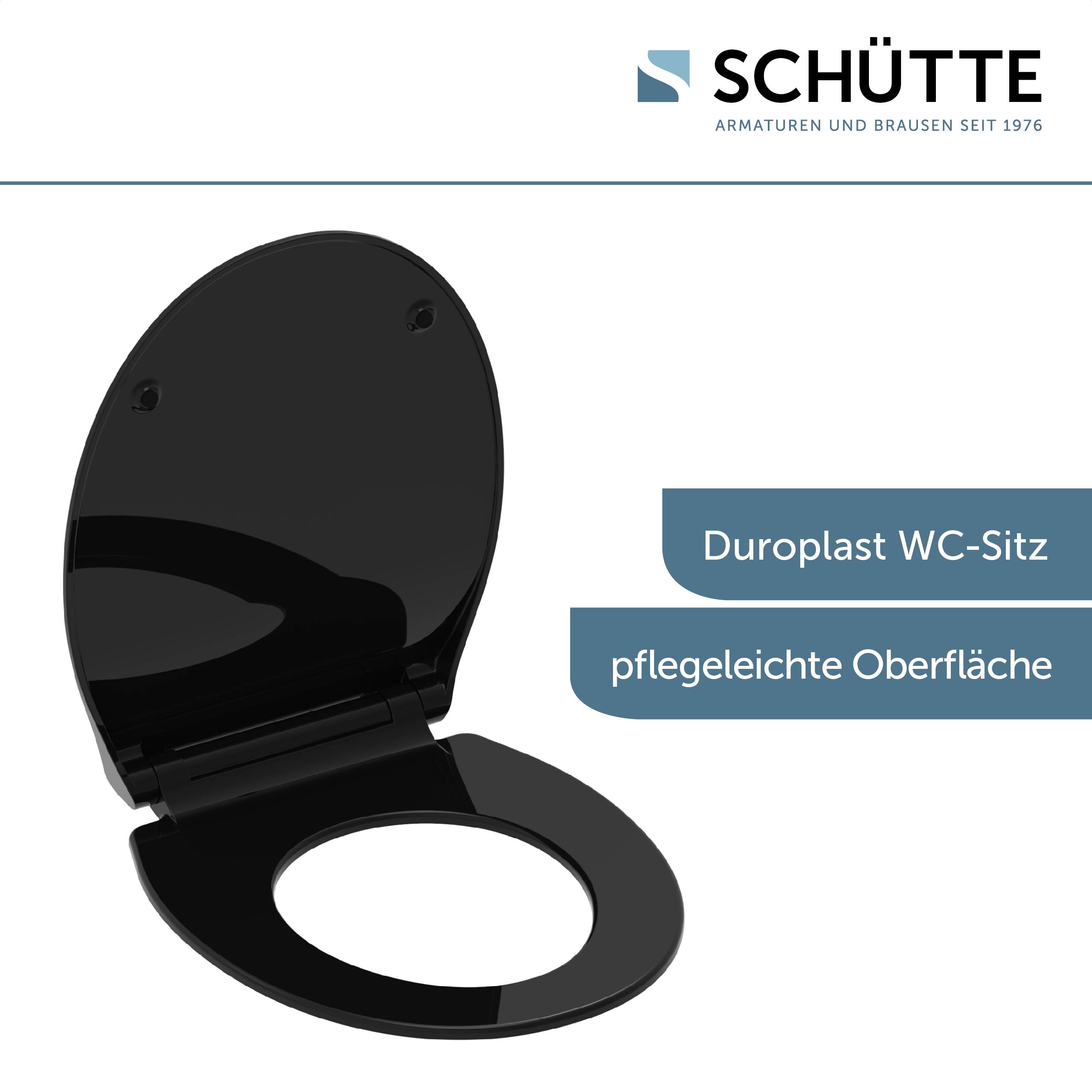 Duroplast WC-Sitz SLIM BLACK, mit Absenkautomatik und Schnellverschluss