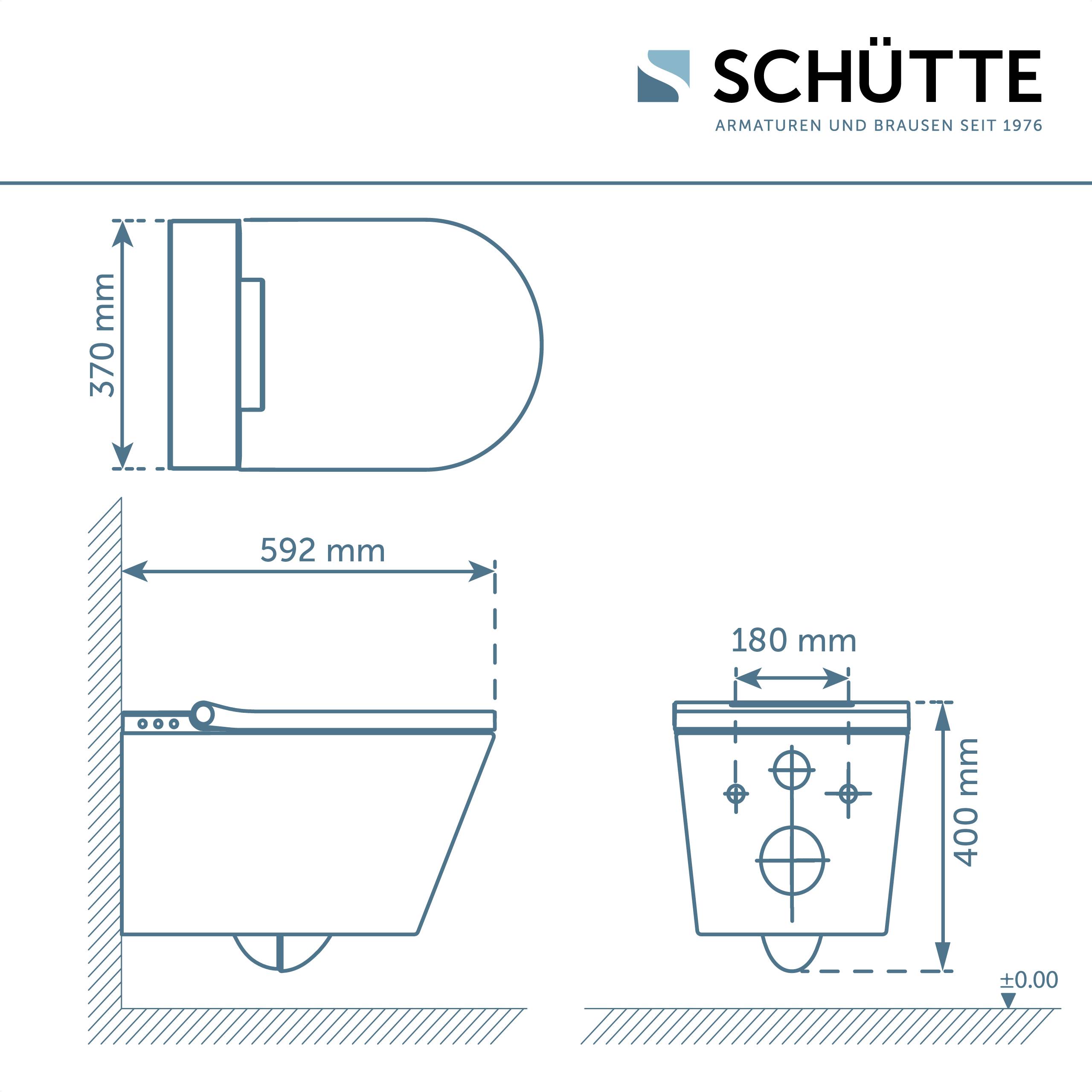 SCHÜTTE Dusch-WC, Schwarz, spülrandlos, mit WC-Sitz