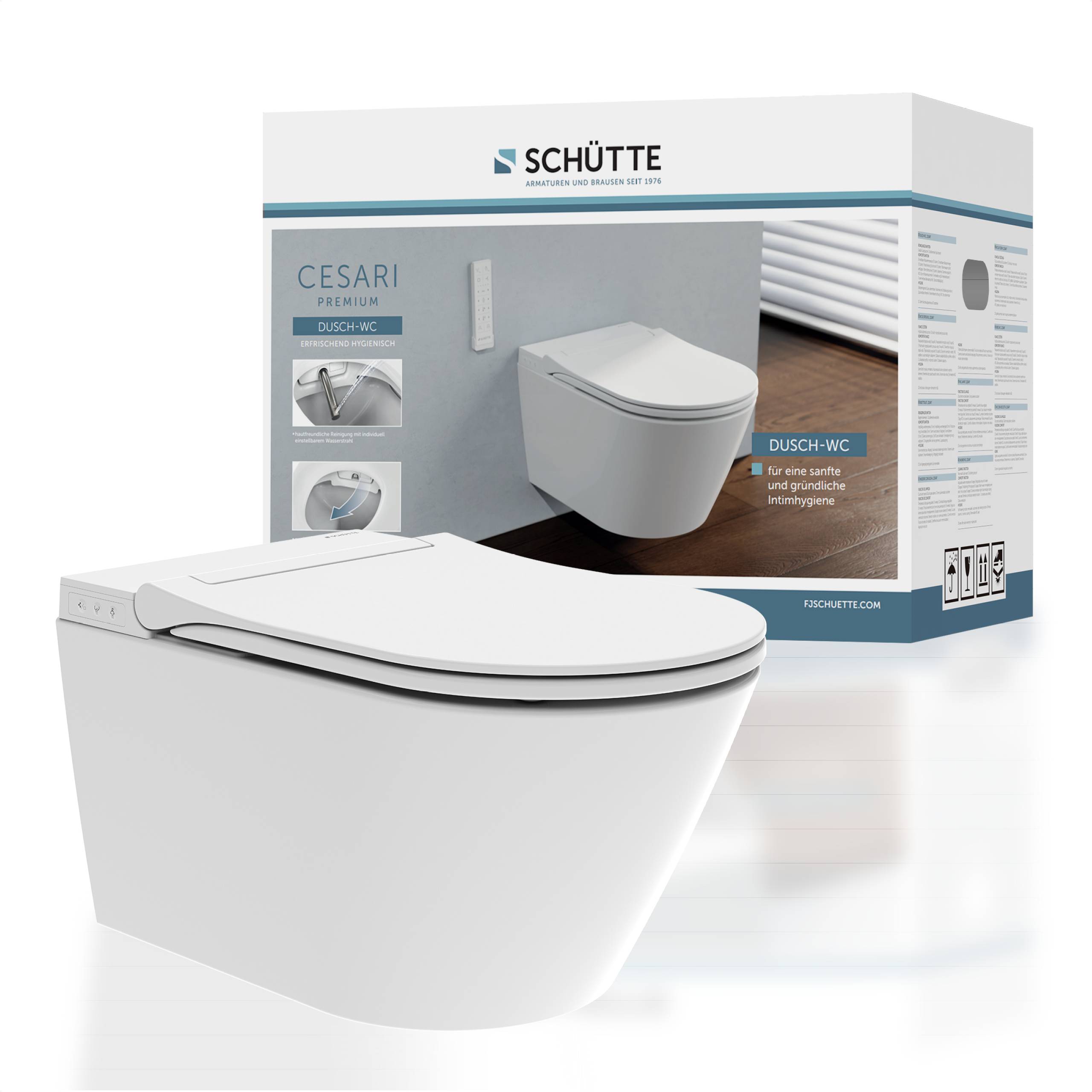 CESARI PREMIUM Dusch-WC, Weiß, Slim, Spülrandlos