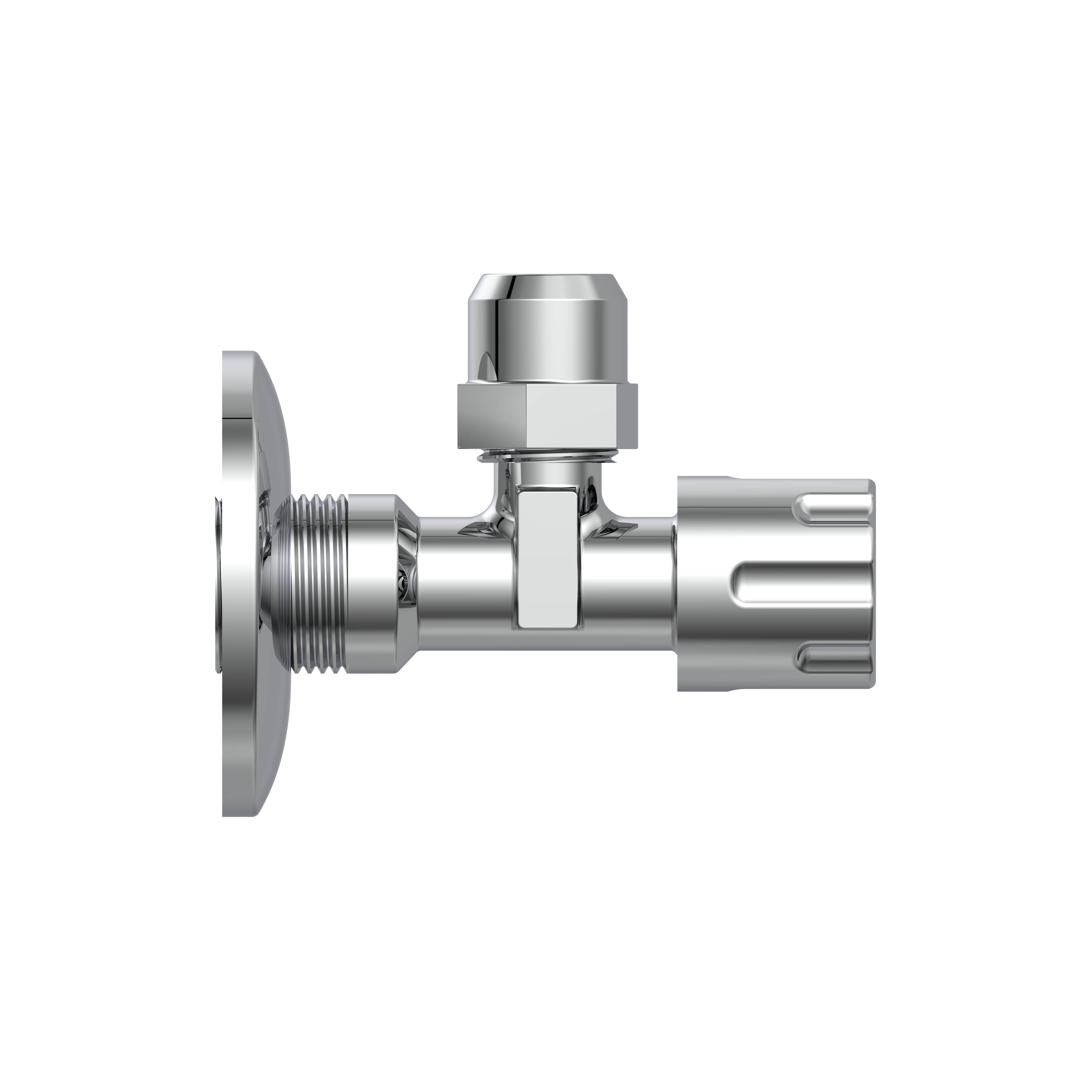 Eckventil, Chrom, 1/2"AG x 3/8"AG x 10 mmQ, selbstdichtend, mit Schubrosette