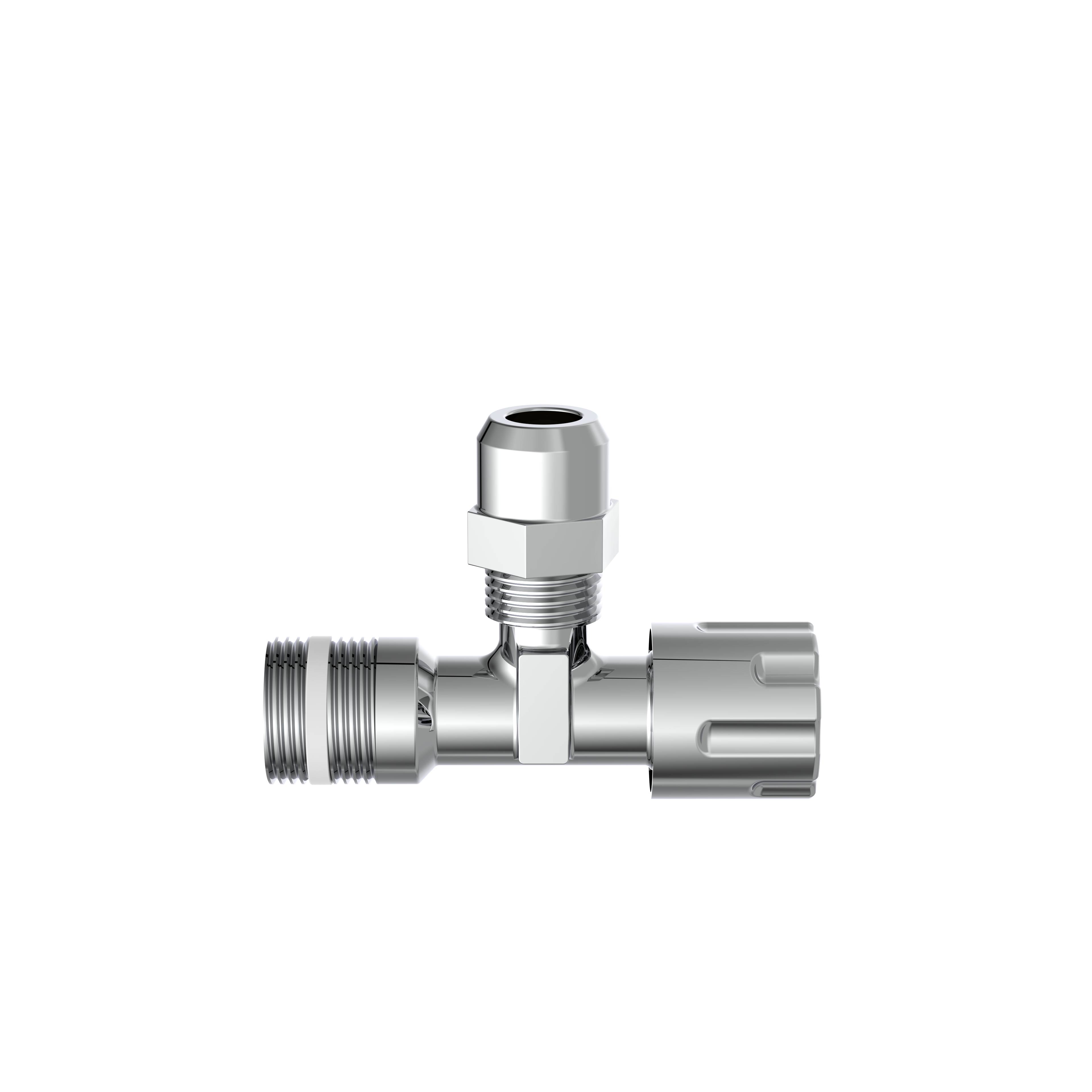 Eckventil, Chrom, 1/2"AG x 3/8"AG x 10 mmQ, selbstdichtend, mit Schubrosette