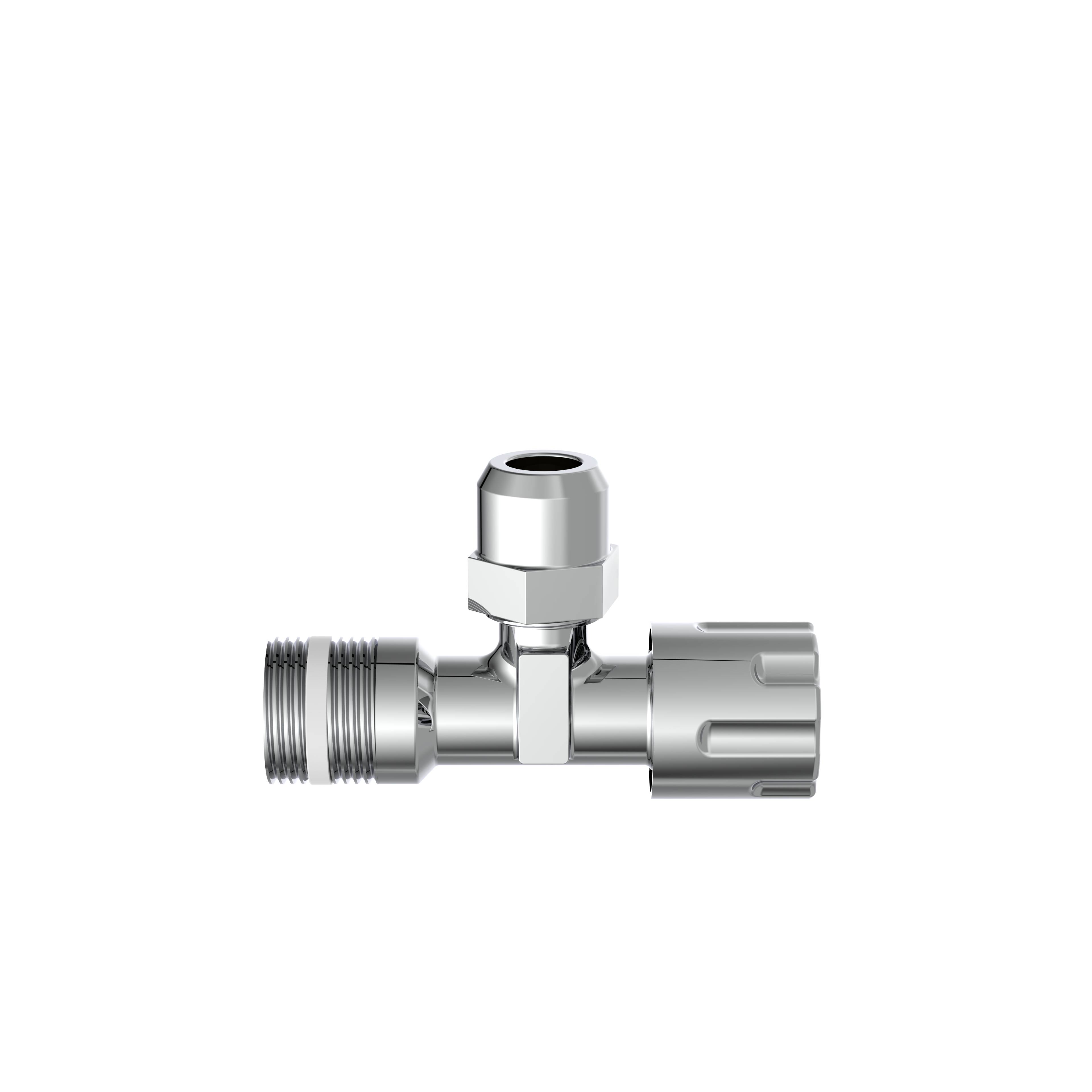 Eckventil, Chrom, 1/2"AG x 3/8"AG x 10 mmQ, selbstdichtend, mit Schubrosette