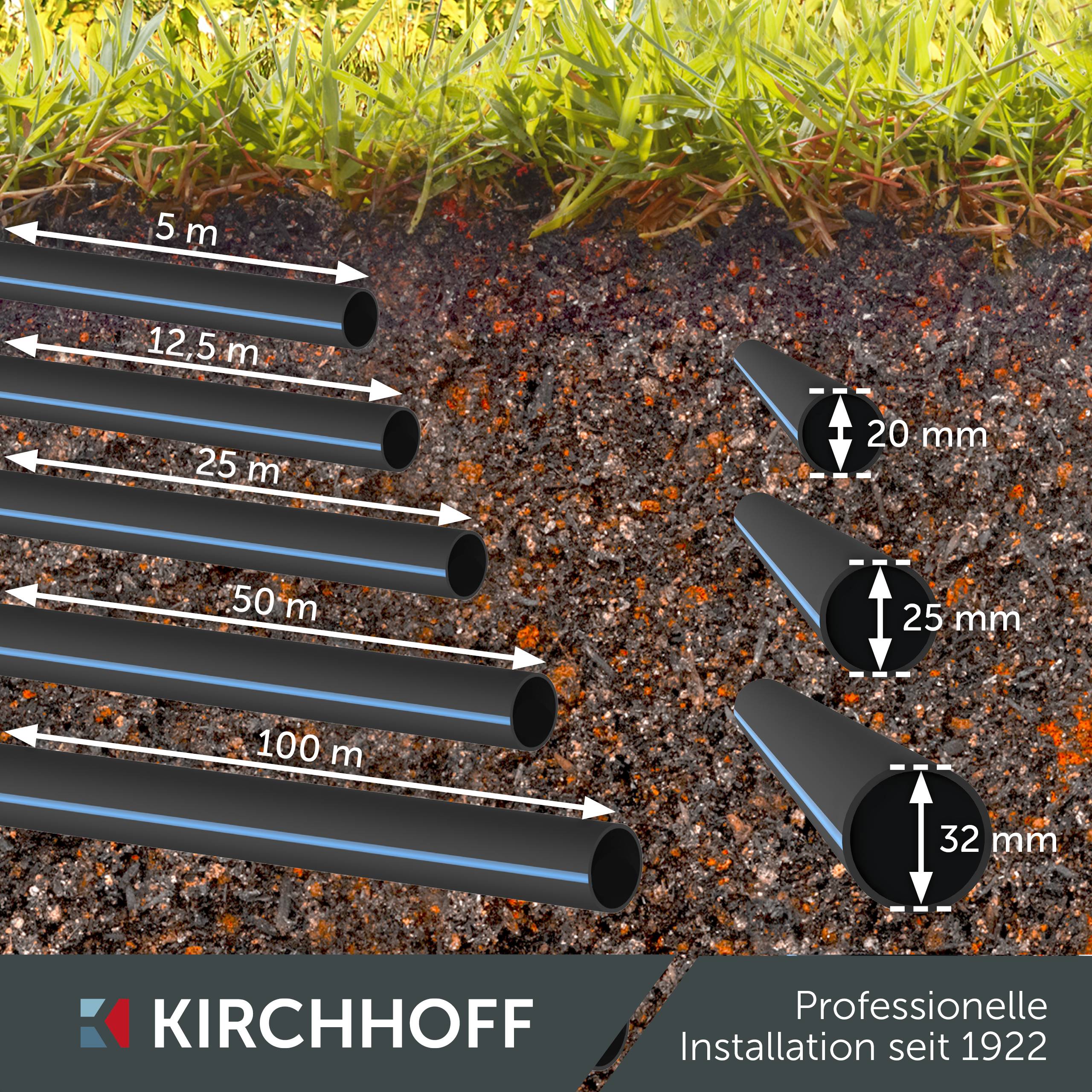 HDPE-Rohr, Ø 25 mm, Rolle 12,5 m