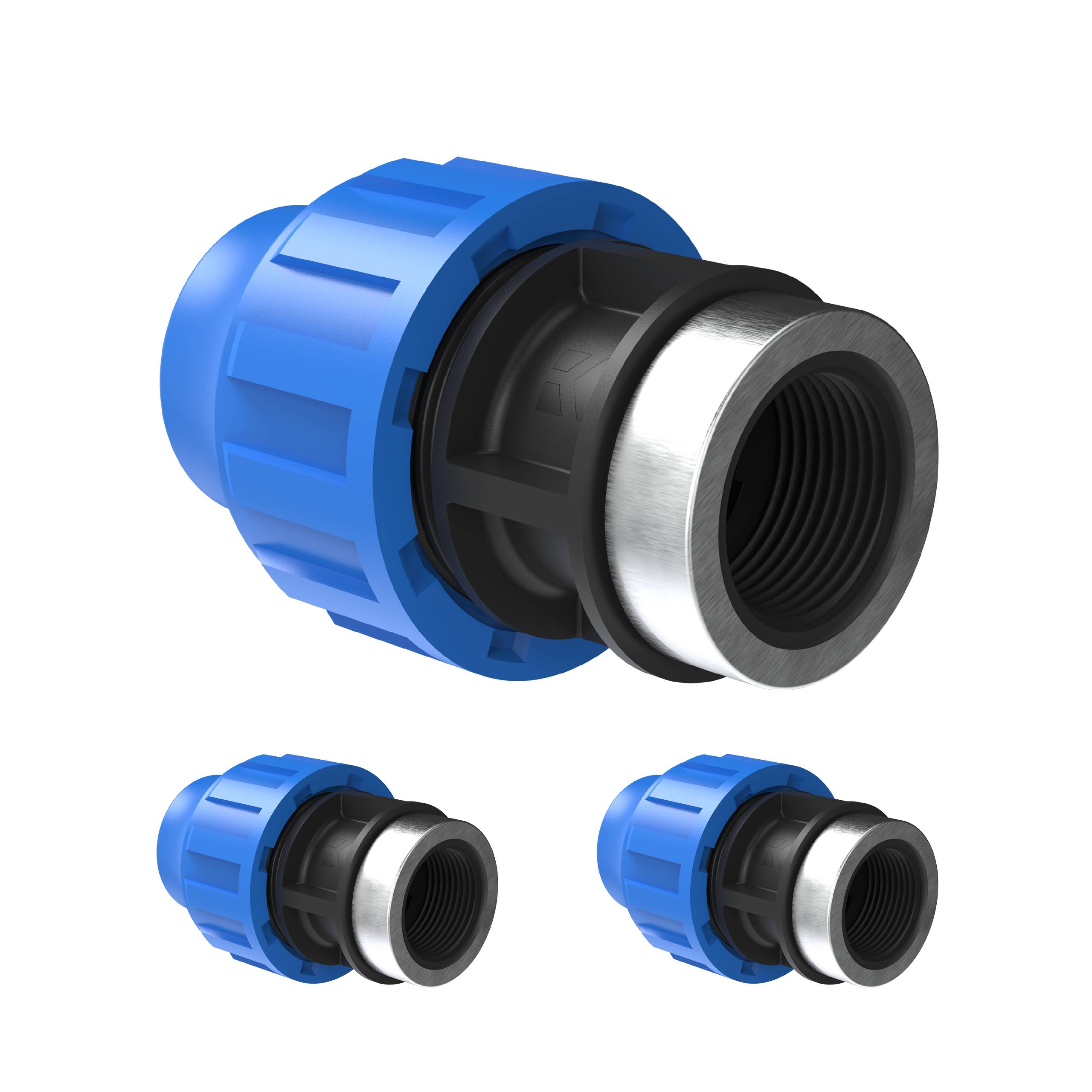 PP Übergangsstück, 25 mm x 1"IG, Klemmfitting für HDPE, DVGW zertifiziert