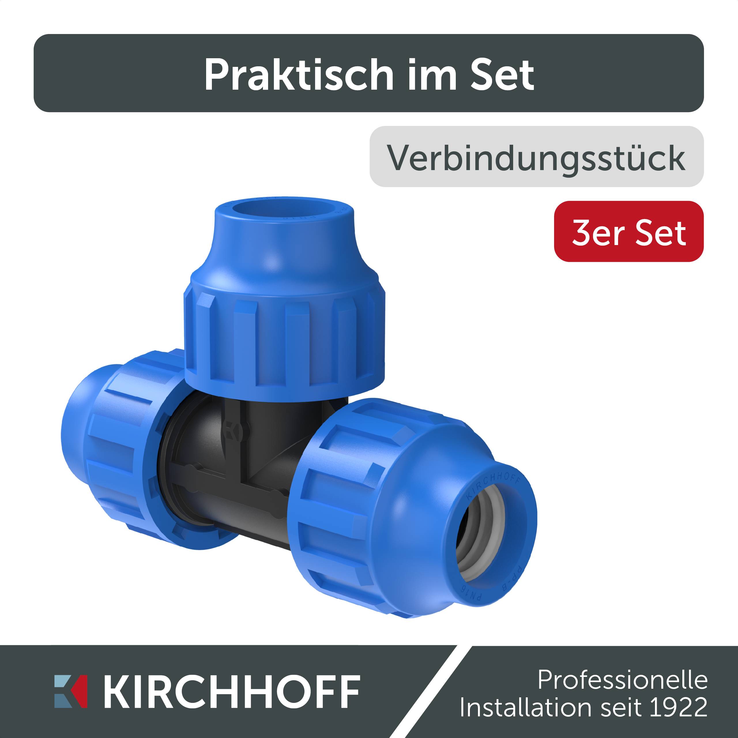PP T-Stück, 20 mm, Klemmfitting für HDPE