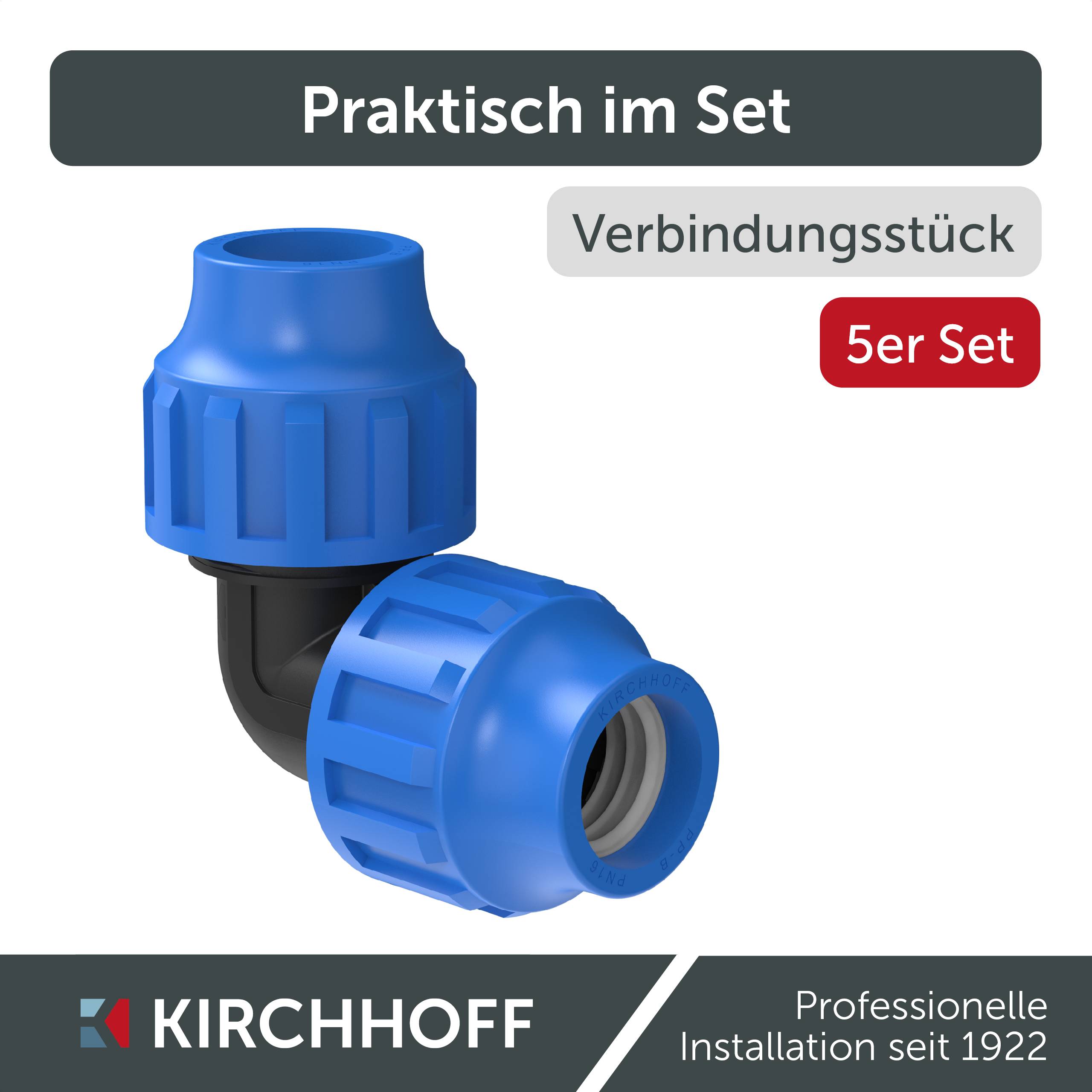 PP Winkel 90°, 32 mm, Klemmfitting für HDPE