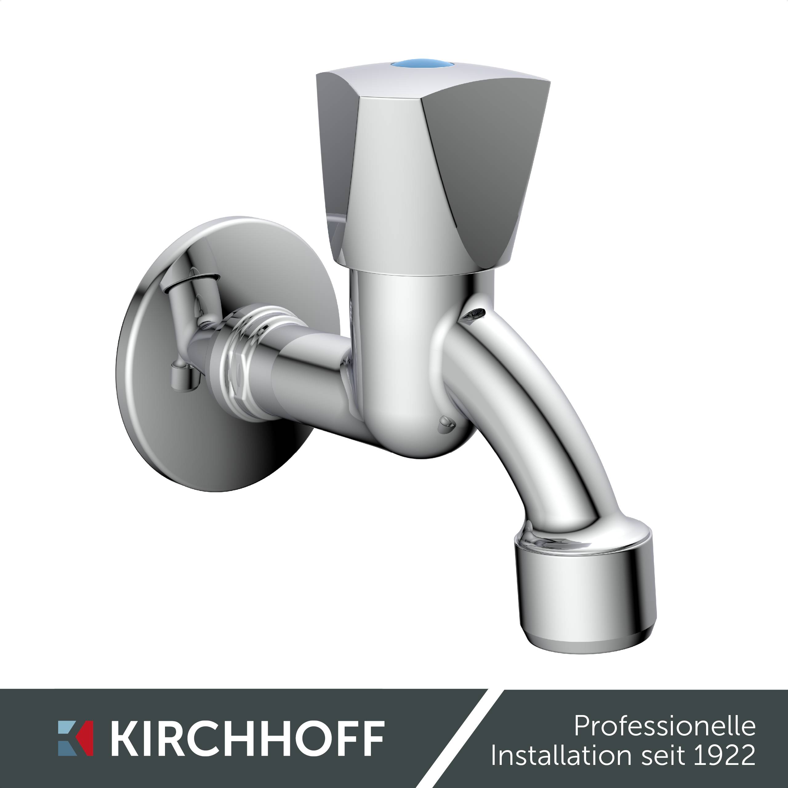 MS Auslaufventil Haubengriff, Chrom, 1/2"AG x M22