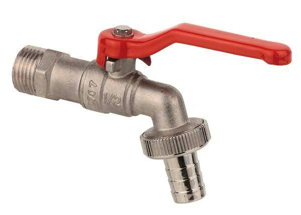 MS Kugel-Auslaufhahn, nickel, 1"AG x 1 1/4"AG x 1"T