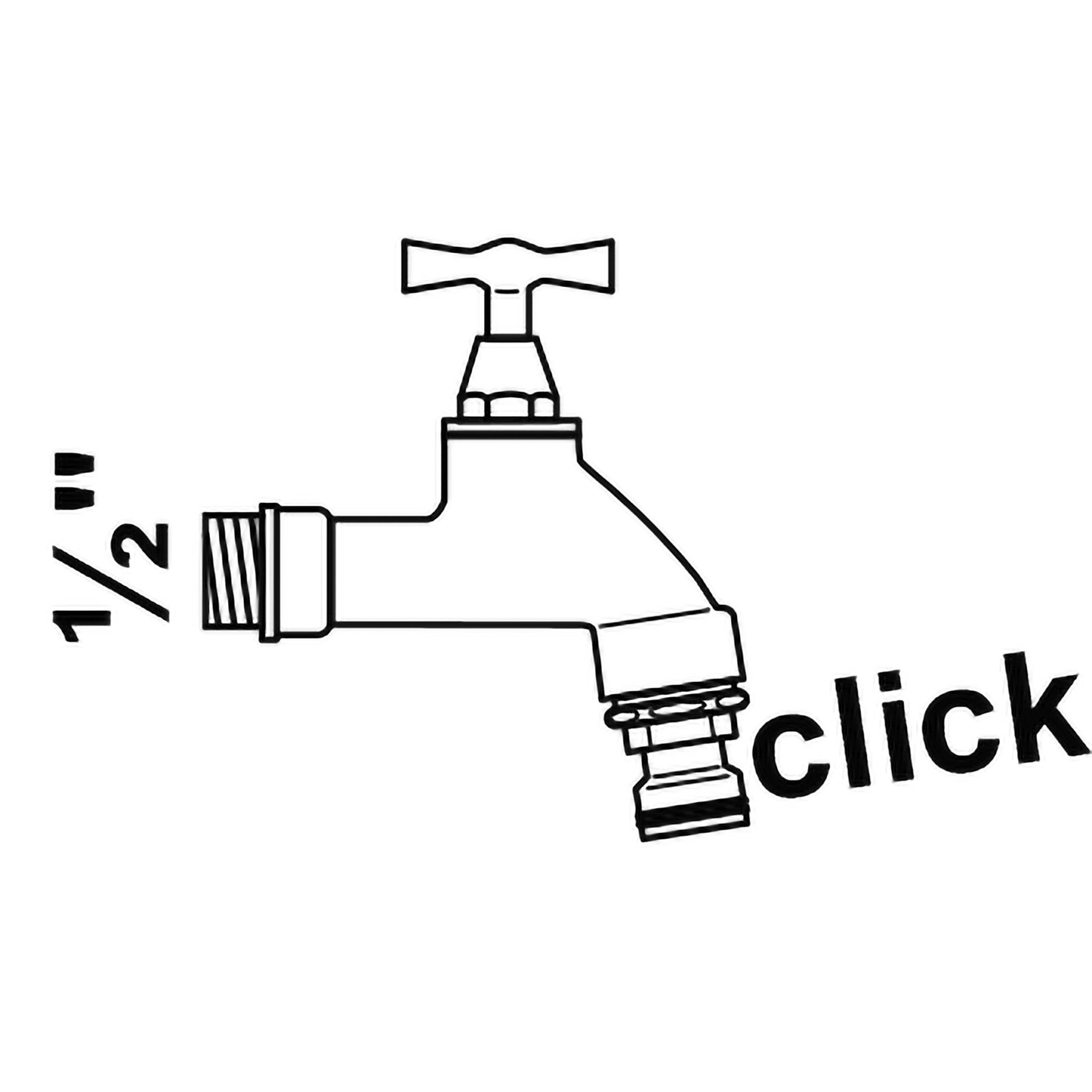 MS Auslaufventil Knebelgriff, Chrom, 1/2"AG x Gardena Klick, mit Rückflussverhinderer und Rohrbelüfter