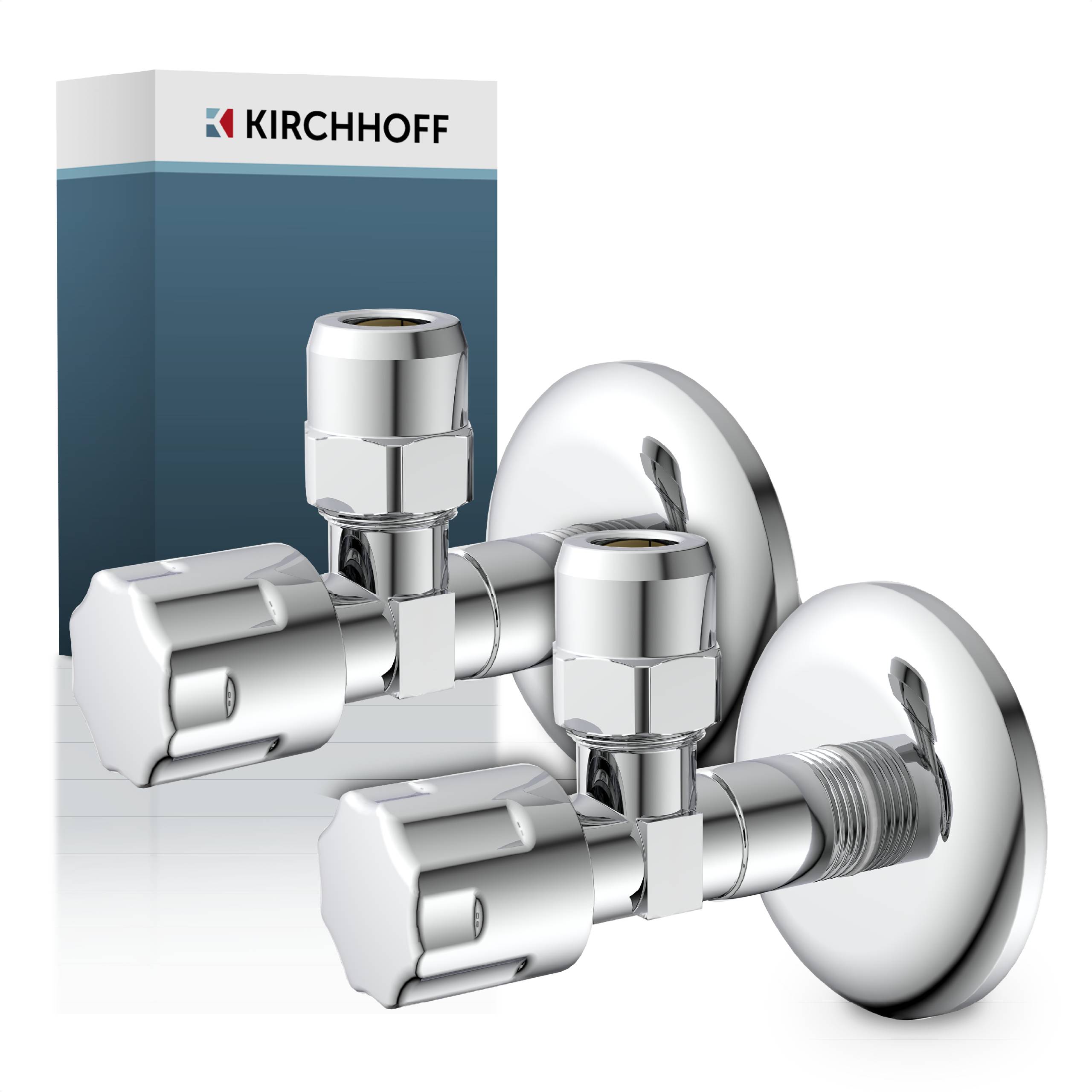 Eckventil, Chrom, 1/2"AG x 3/8"AG x 10 mmQ, mit Schubrosette (2x)