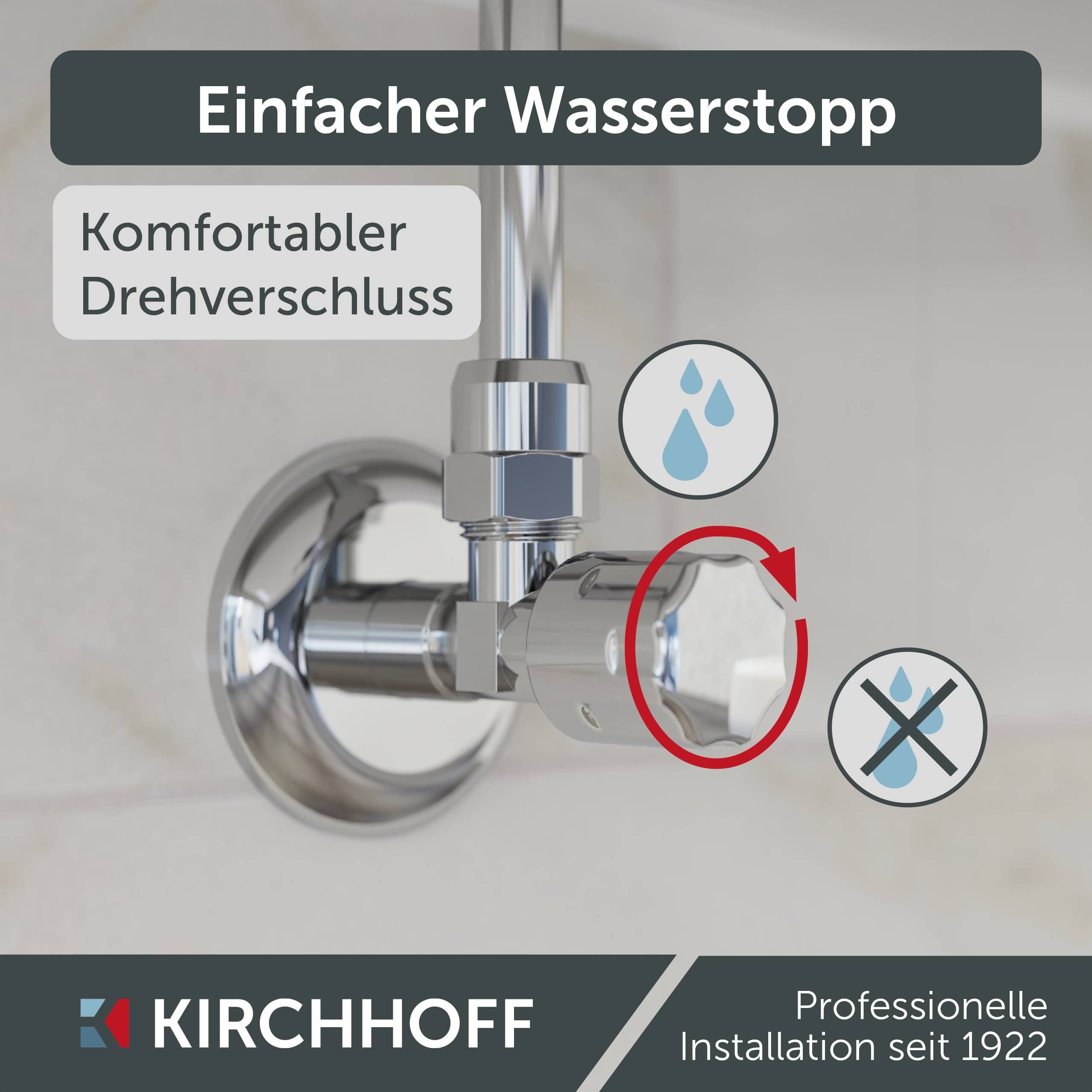 Eckventil, Chrom, 3/8"AG x 10 mmQ, mit Schubrosette, selbstdichtend