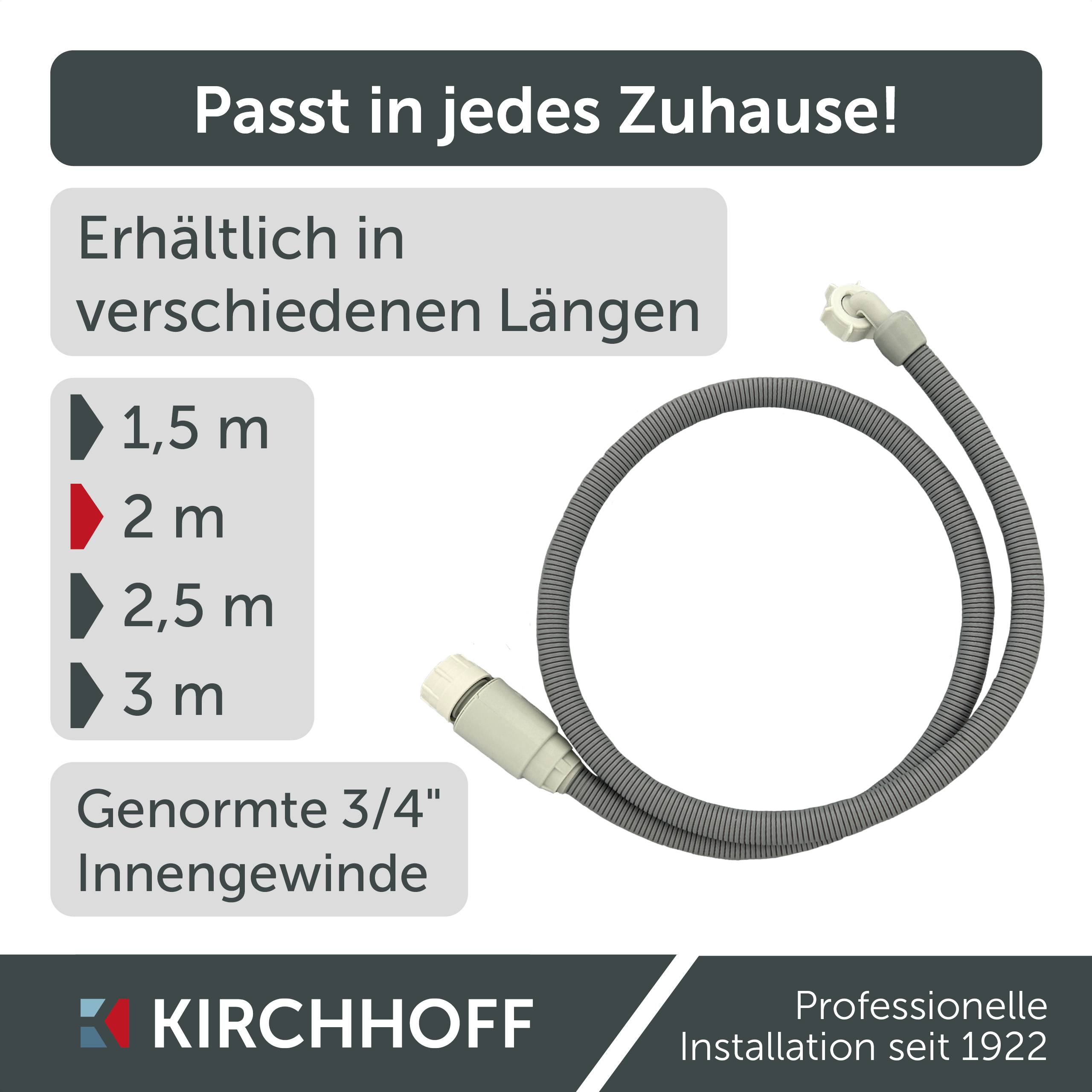 WAS Sicherheits-Zulaufschlauch, 3/4"IG x 2 m x 3/4"IG, 10 Bar / 90°C