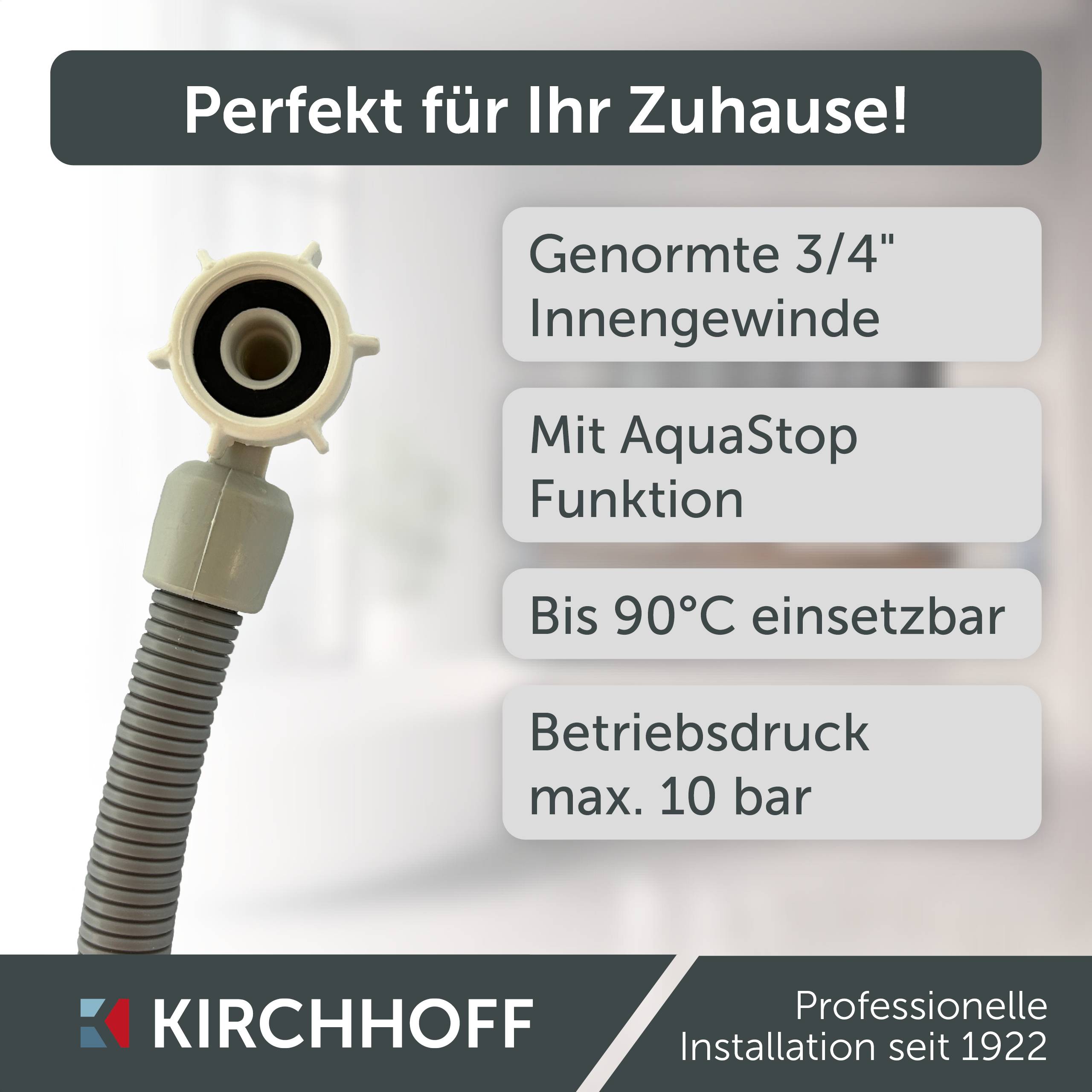 WAS Sicherheits-Zulaufschlauch, 3/4"IG x 2 m x 3/4"IG, 10 Bar / 90°C