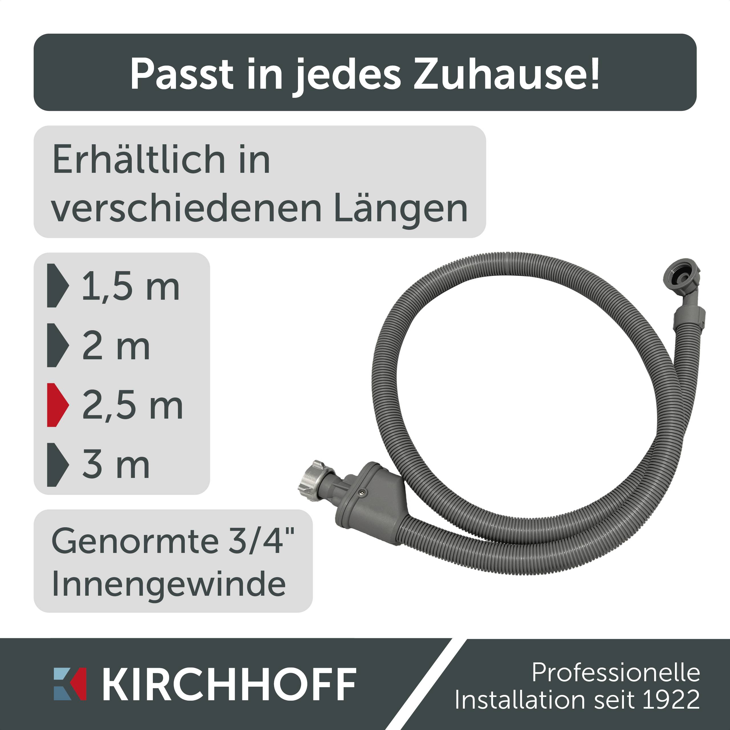 WAS Sicherheits-Zulaufschlauch, 3/4"IG x 2,5 m x 3/4"IG, 10 Bar / 90°C