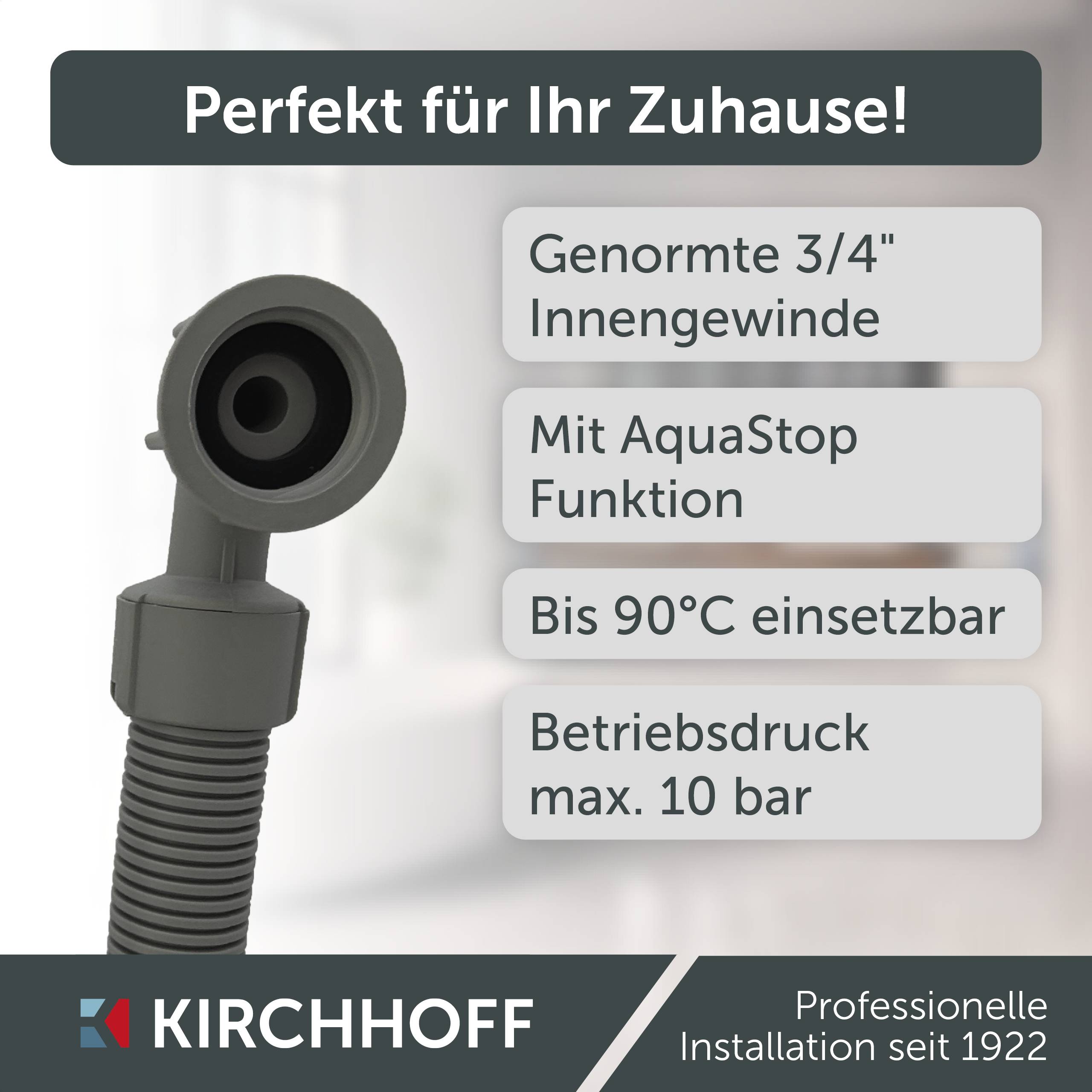 WAS Sicherheits-Zulaufschlauch, 3/4"IG x 2,5 m x 3/4"IG, 10 Bar / 90°C