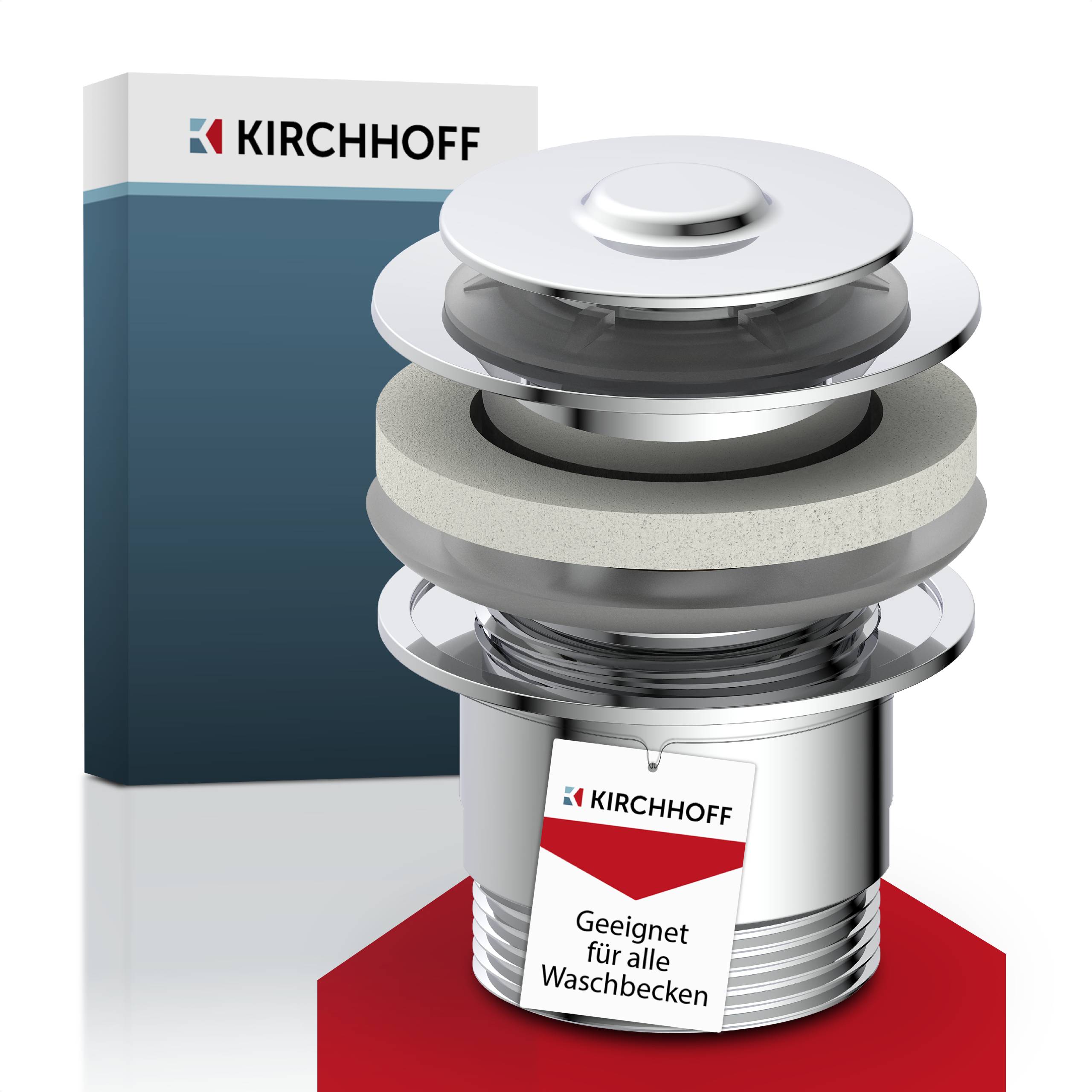 DAV-2WK Ablaufventil, Chrom, 1 1/4" x 65 mm, mit Überlauf