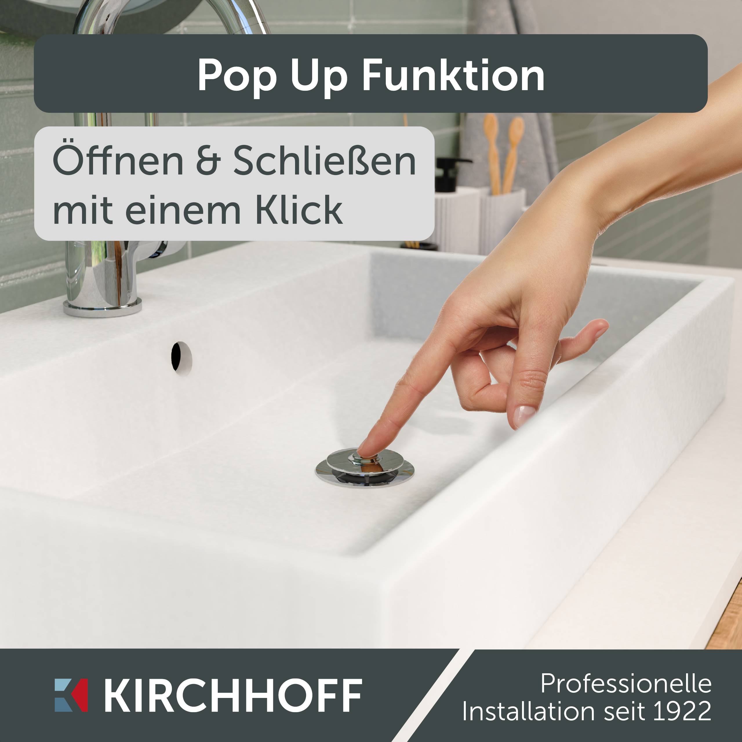 DAV-2WK Ablaufventil, Chrom, 1 1/4" x 65 mm, mit Überlauf