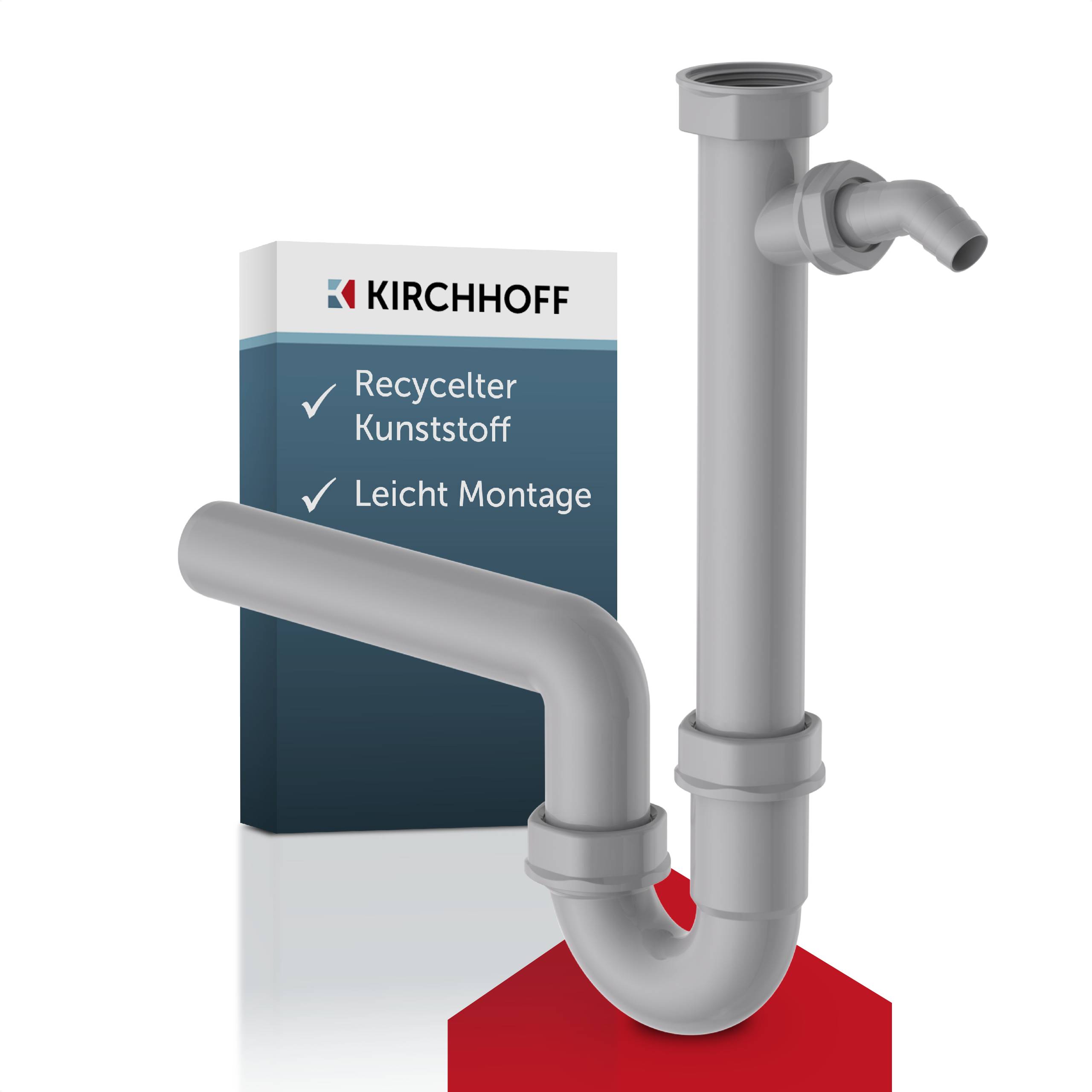 ECO-SAVE KS Spültisch-Röhrensiphon,Grau, 1 1/2"IG x 40 mm, mit 3/4" Geräteanschluss