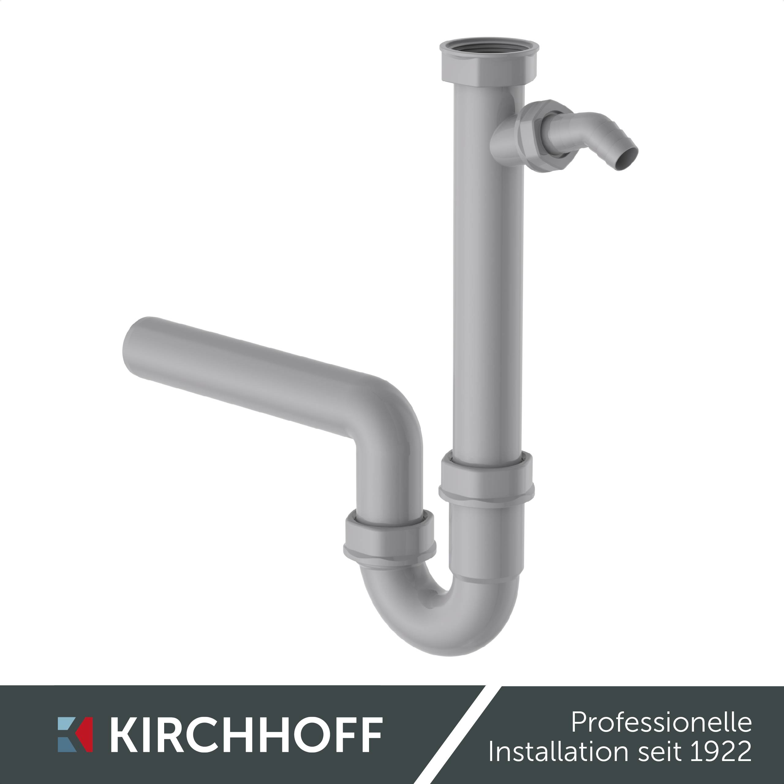 KS Spültisch-Röhrensiphon,Grau, 1 1/2"IG x 40 mm, mit 3/4" Geräteanschluss