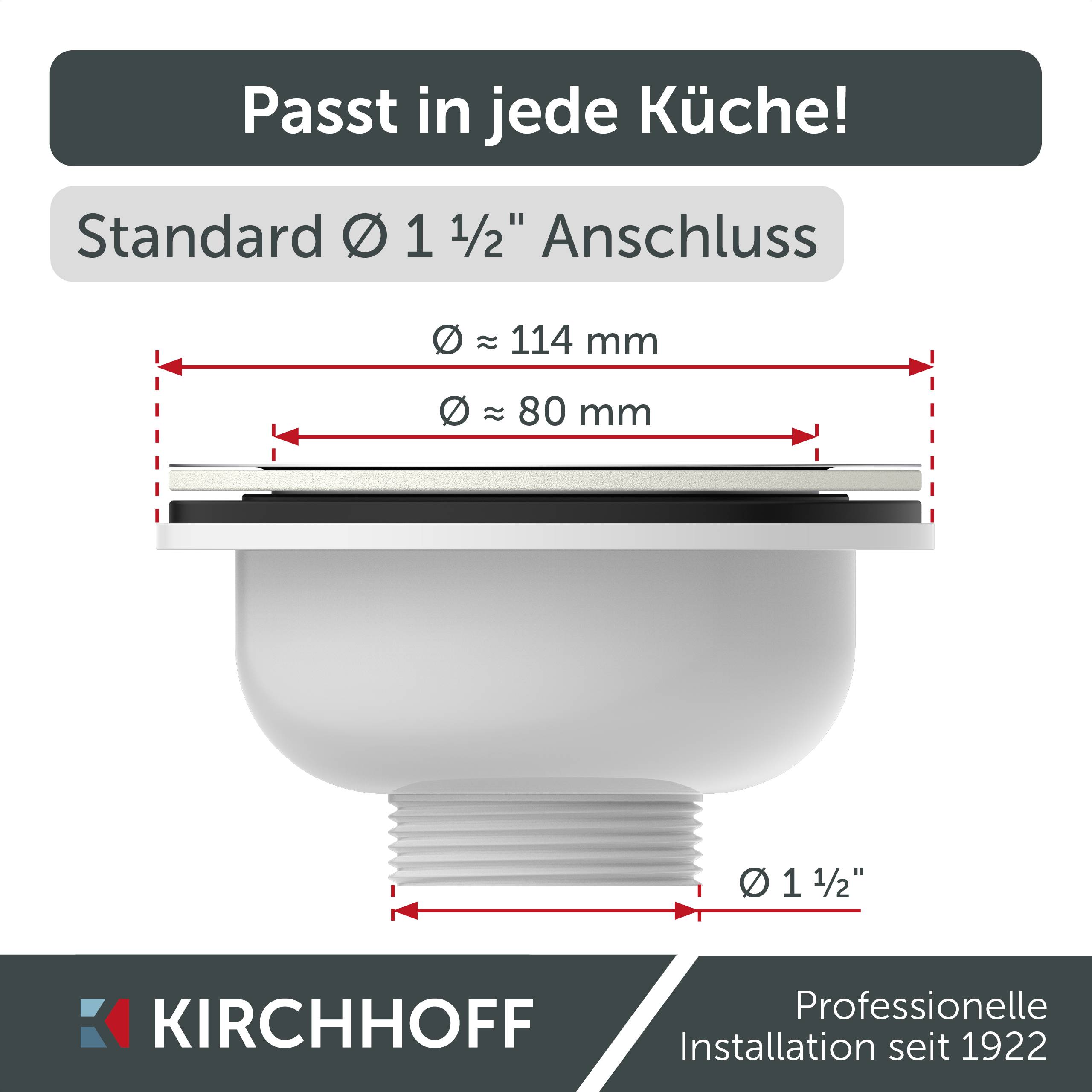 KS Korbventil, 1 1/2"AG, Edelstahl-Ventilkelch & Sieb Ø 114 mm