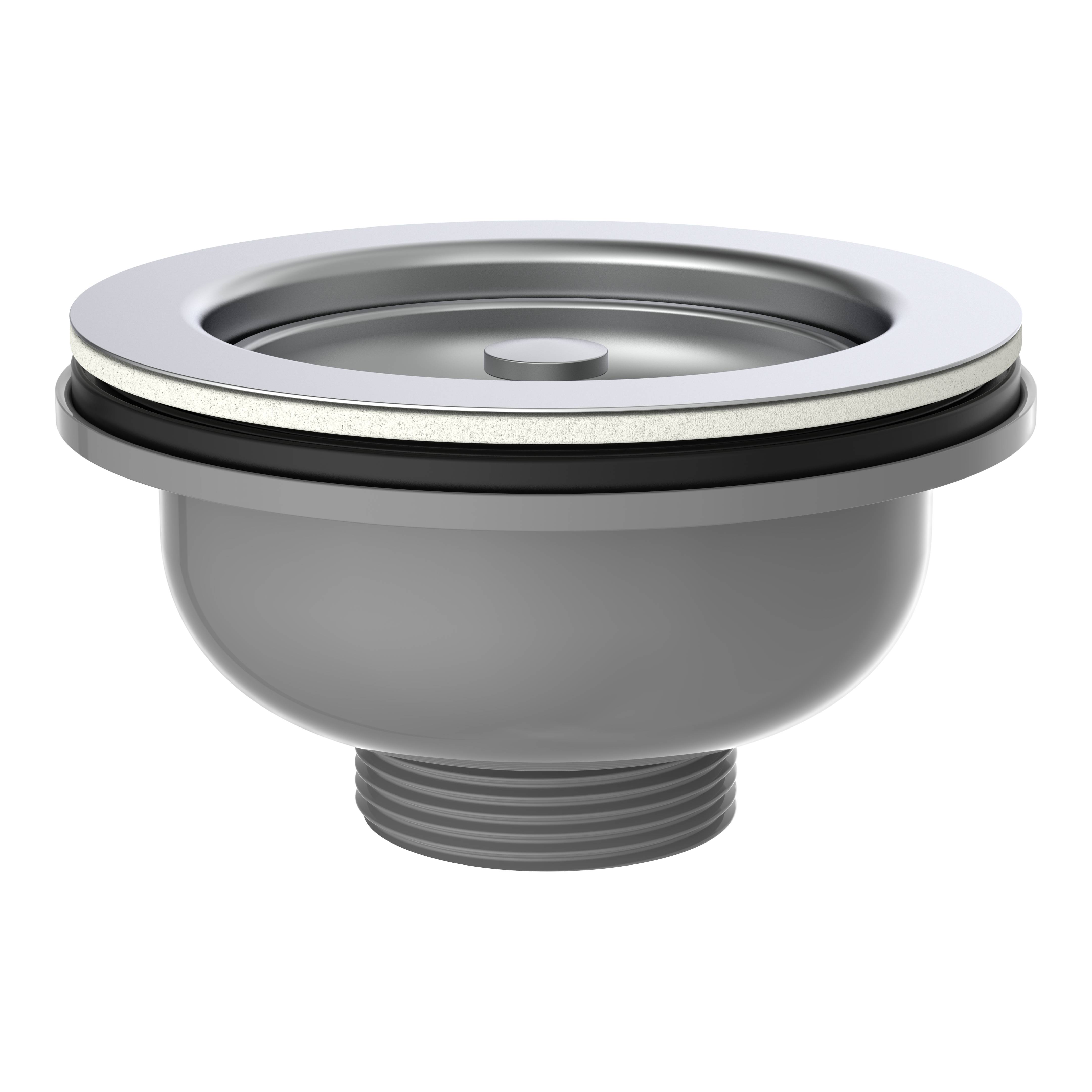 KS Korbventil, Grau, 1 1/2"AG, Edelstahl-Ventilkelch & Sieb Ø 114 mm