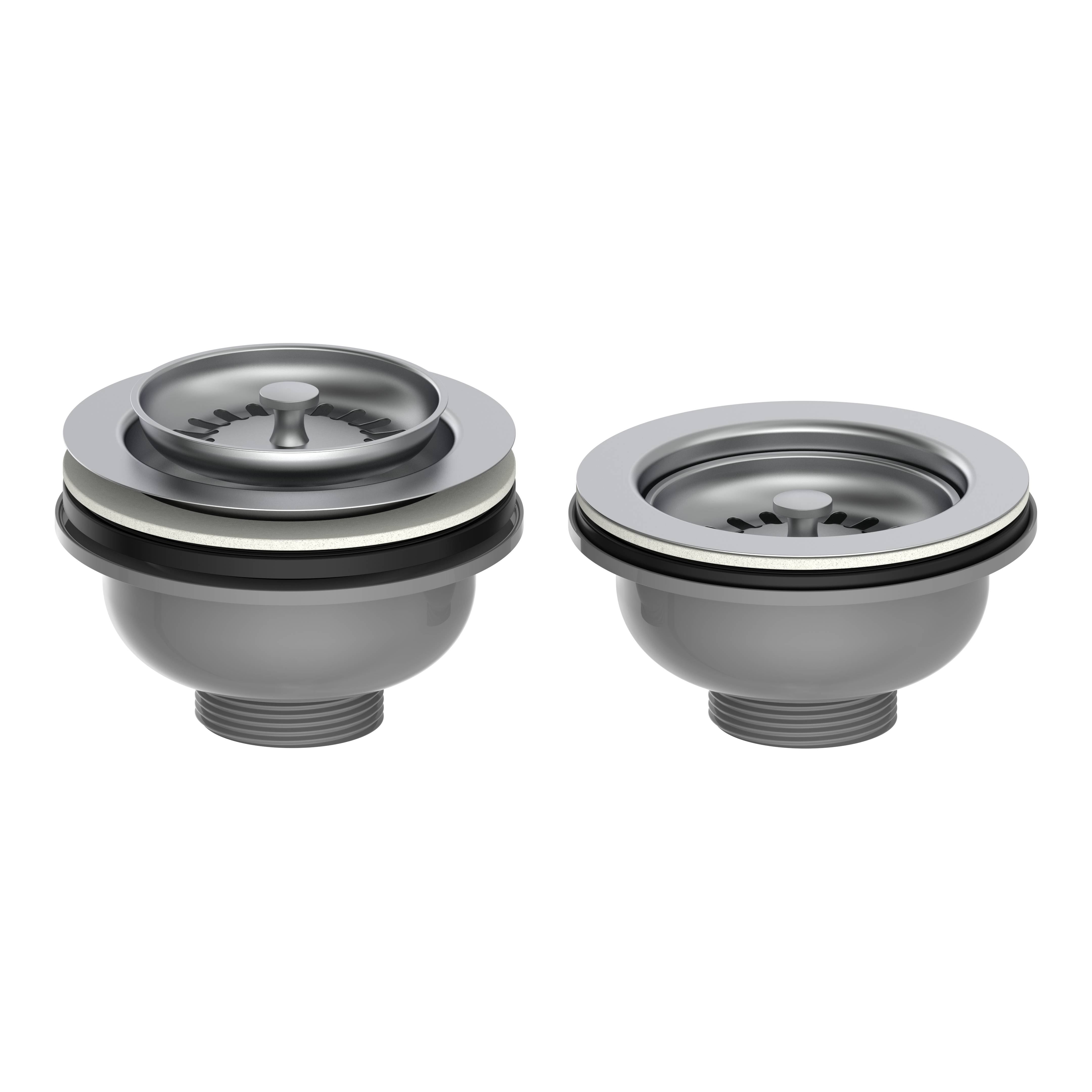 ECO-SAVE KS Korbventil, Grau, 1 1/2"AG, Edelstahl-Ventilkelch & Sieb Ø 114 mm