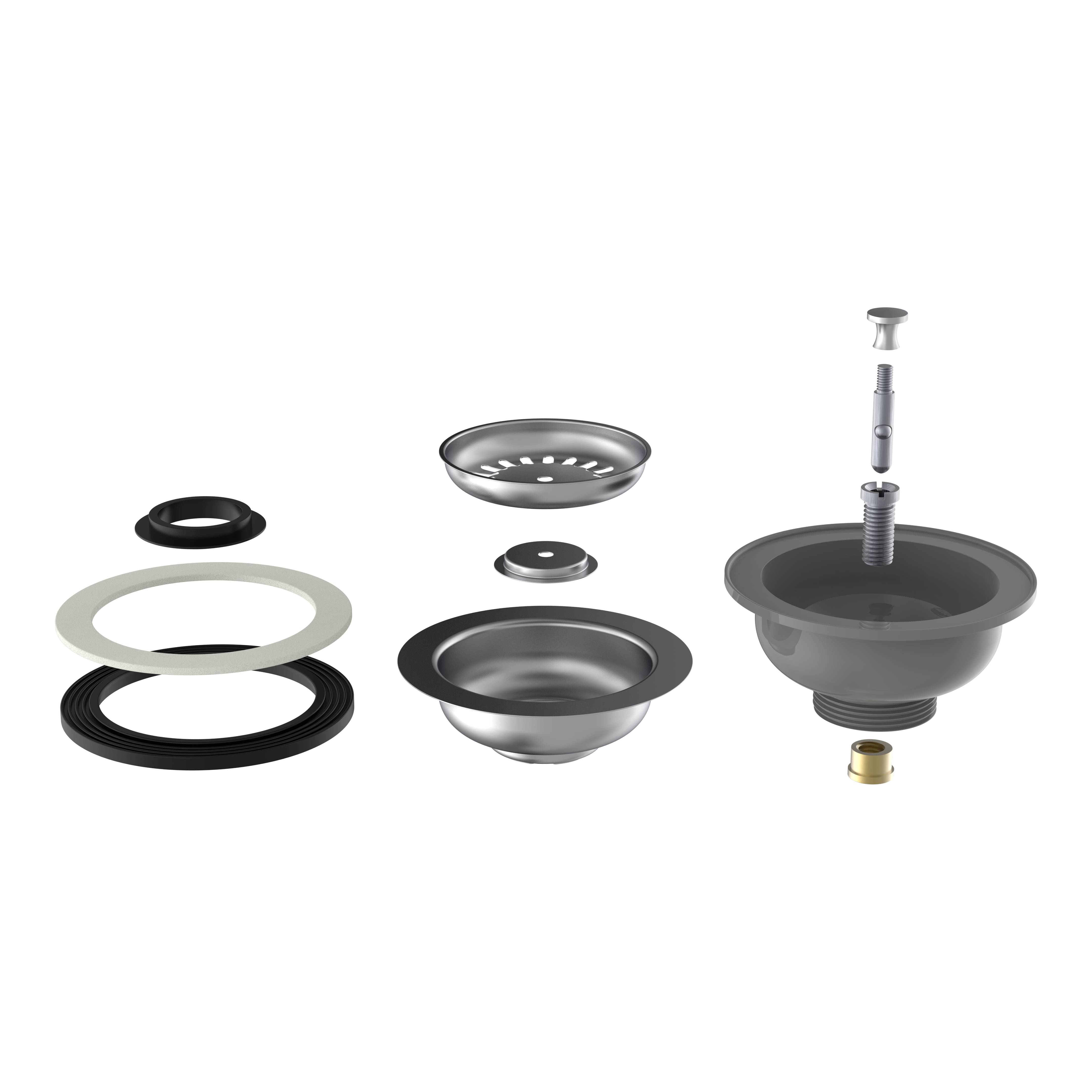 KS Korbventil, Grau, 1 1/2"AG, Edelstahl-Ventilkelch & Sieb Ø 114 mm