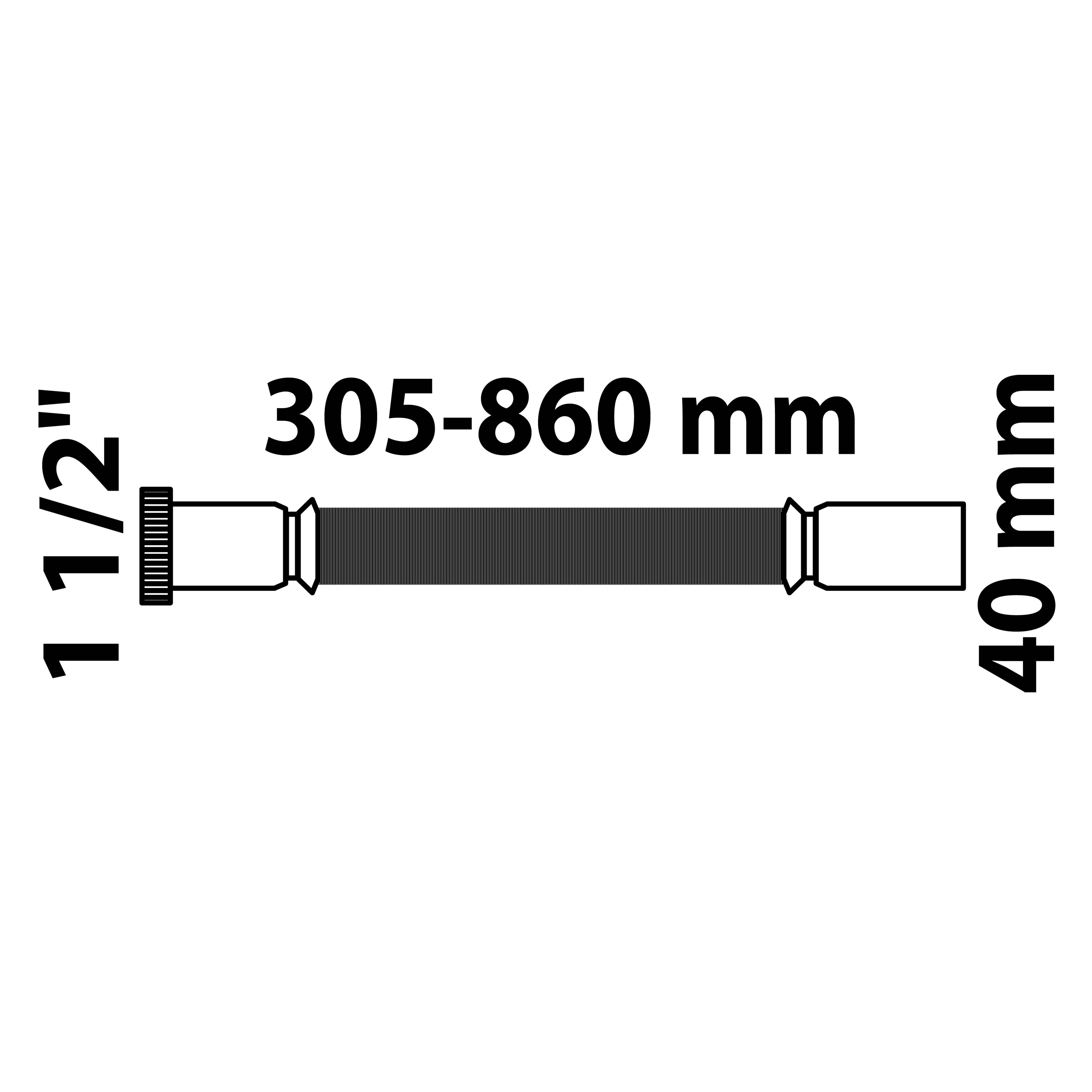 KS Magic Pipeflex, flexibles Anschlussrohr, Grau, 1 1/2"IG x 40 mm, 325-830 mm