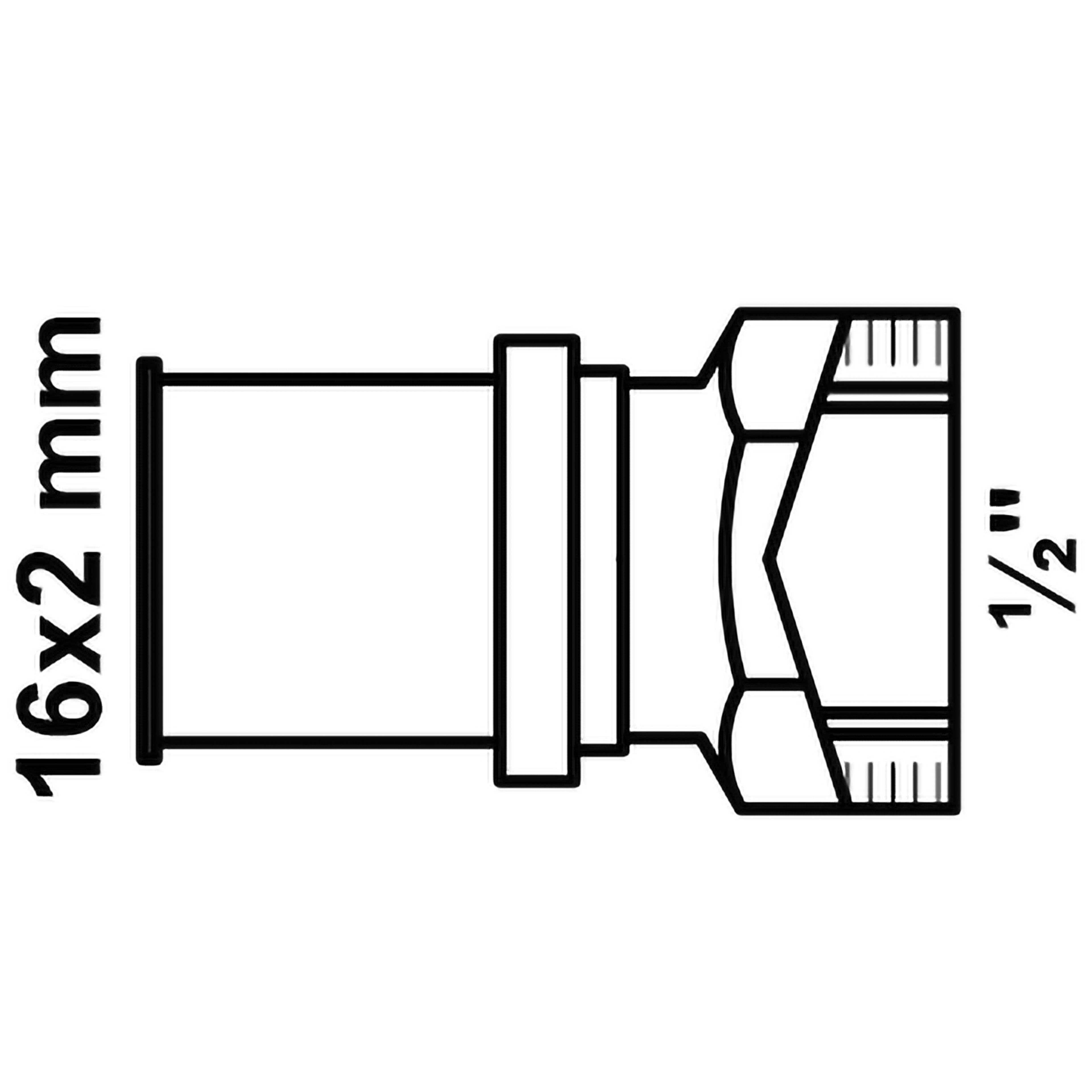 MS Übergangsstück, blank, 16 mm x 1/2"IG, Pressfitting für MSVR