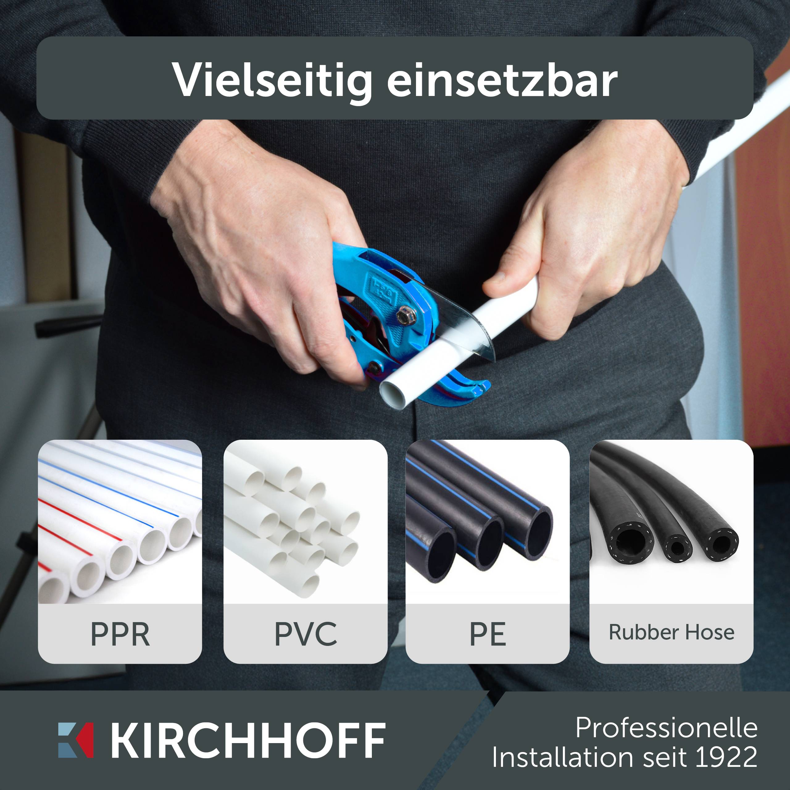 Rohrschneideschere, Blau, bis max. 42 mm, für Mehrschichtverbundrohr/Kunststoffrohr