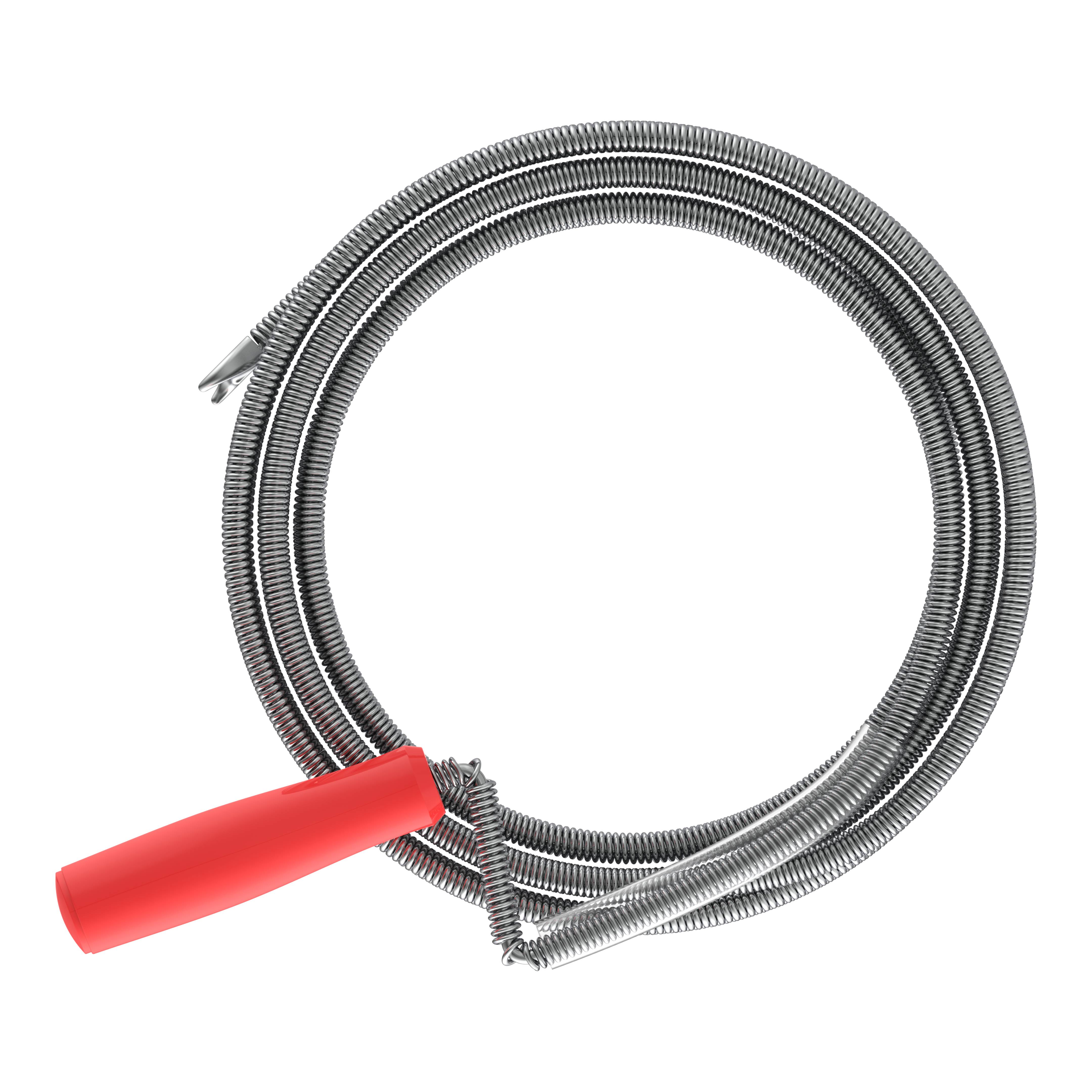 Metallische Schraubenfederspielzeug mit rotem Griff, zu einer Spirale gebogen, vor schwarzem Hintergrund.