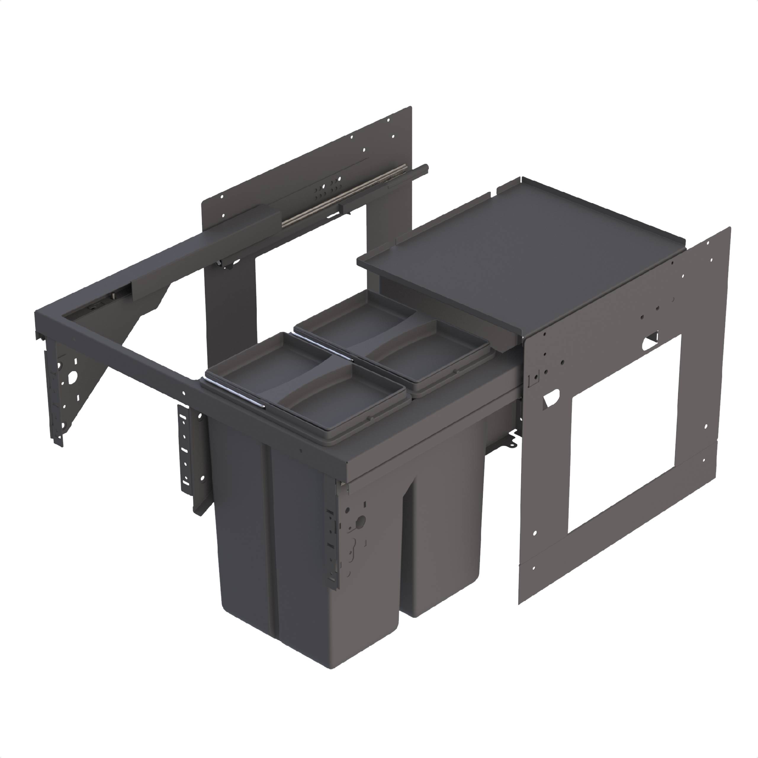 AQUASTAR PREMIUM Mülltrennsystem, Anthrazit, 2 x10 l, für 60 cm Unterschrank