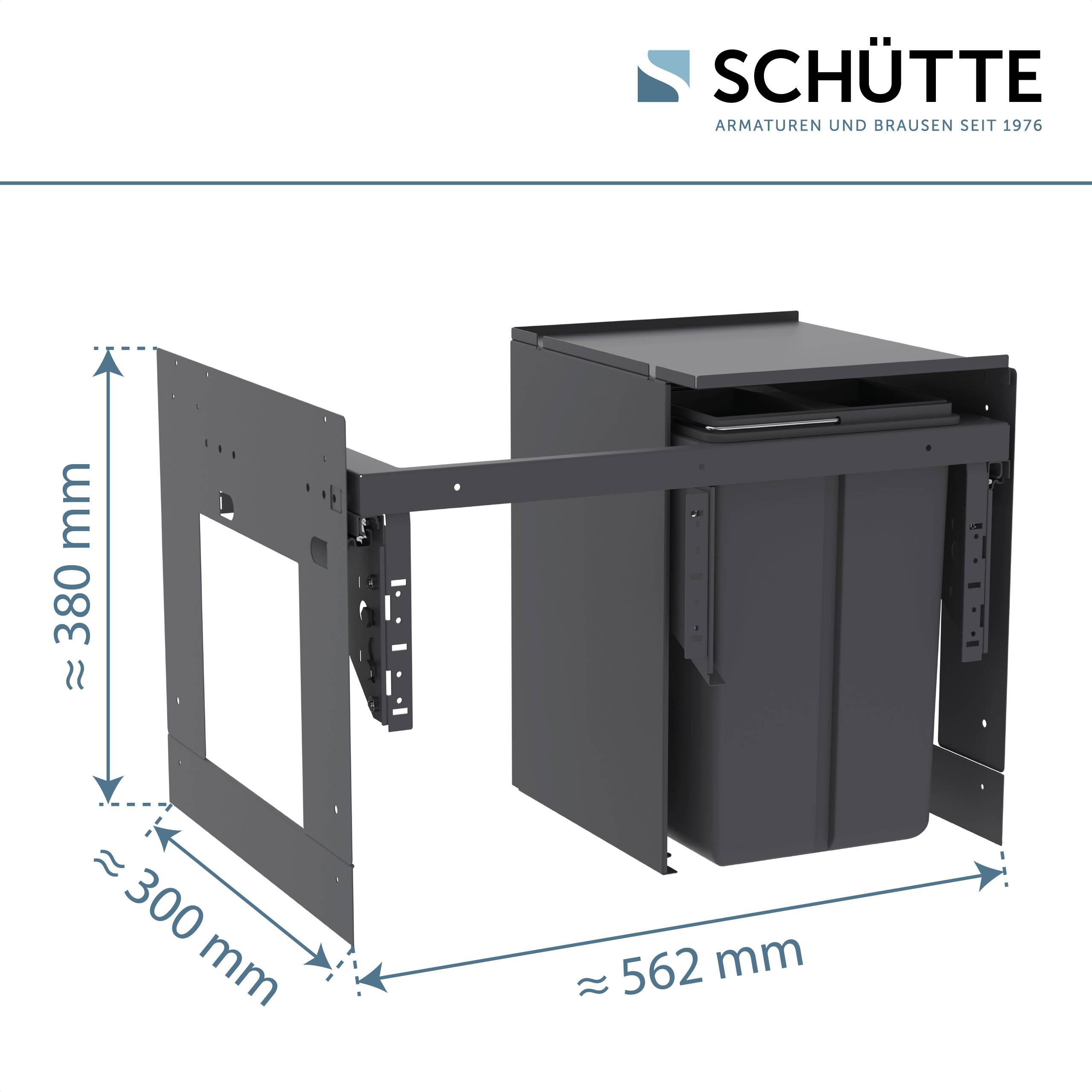 AQUASTAR PREMIUM Mülltrennsystem, Anthrazit, 2 x10 l, für 60 cm Unterschrank