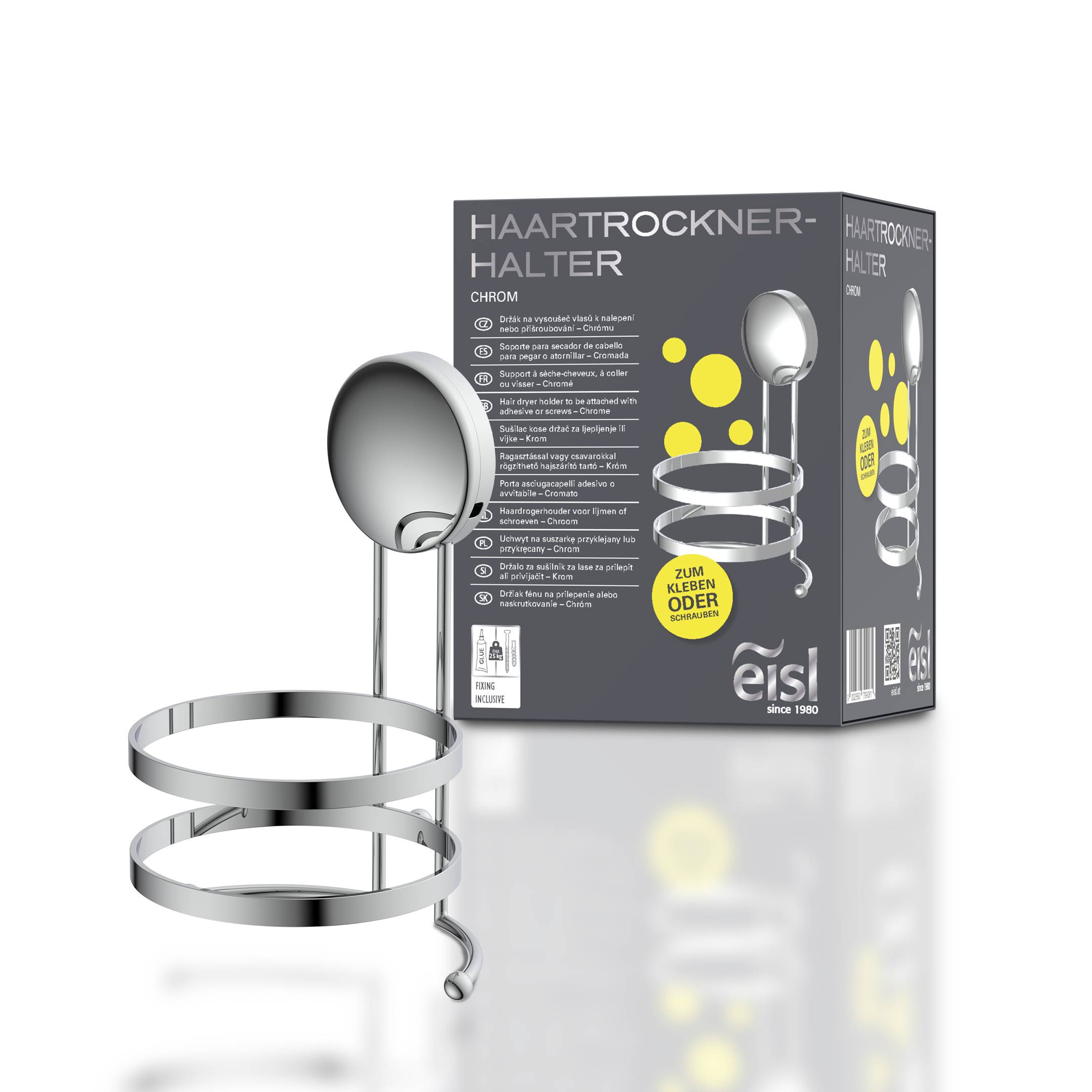 Haartrockner-Halter, Chrom, zum Schrauben und Kleben