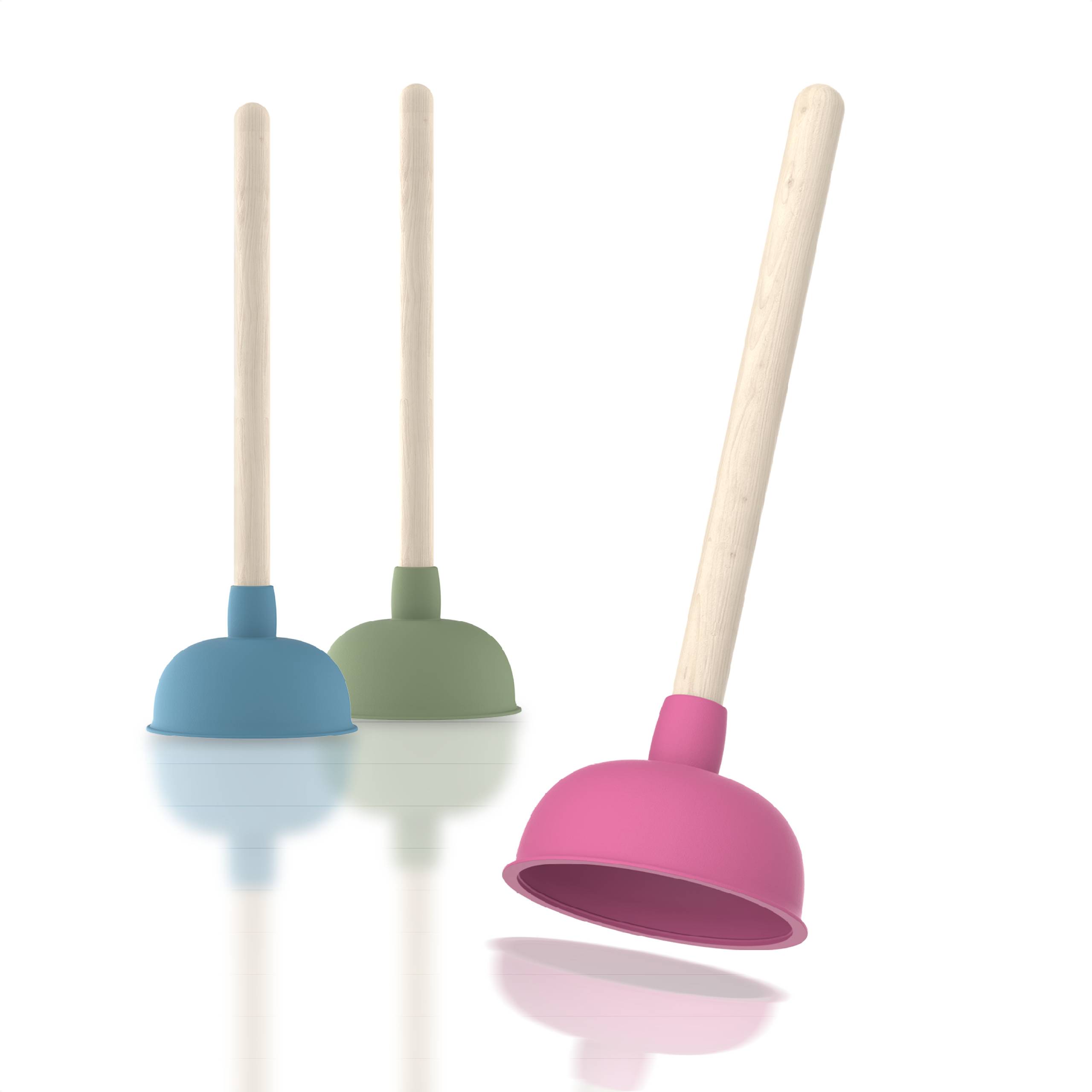 Ausgussreiniger, Pink, Ø 140 mm, mit Holzgriff