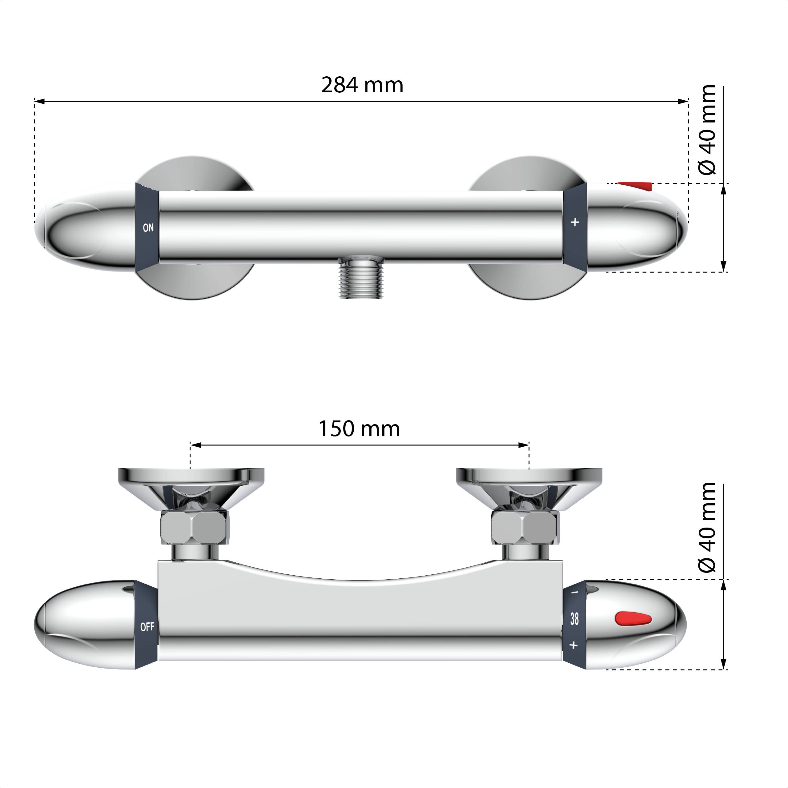 VITAL Thermostat Duscharmatur, Chrom